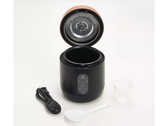 1.5-Cup Mini Rice Cooker With Measuring Cup & Spoon - Black - Image 2