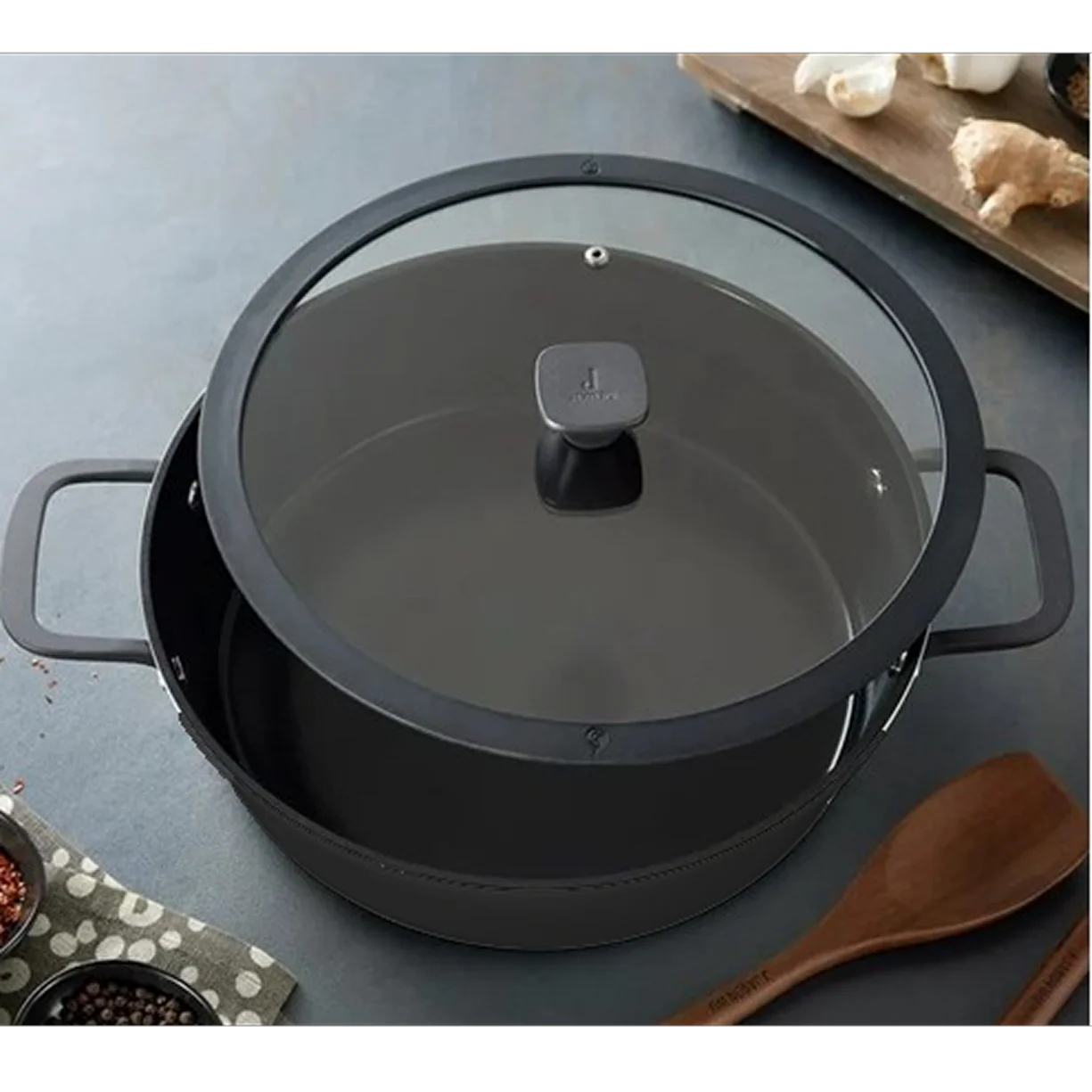12" Cast Aluminum 5-Layer Nonstick Everything Pan - Black - Image 2
