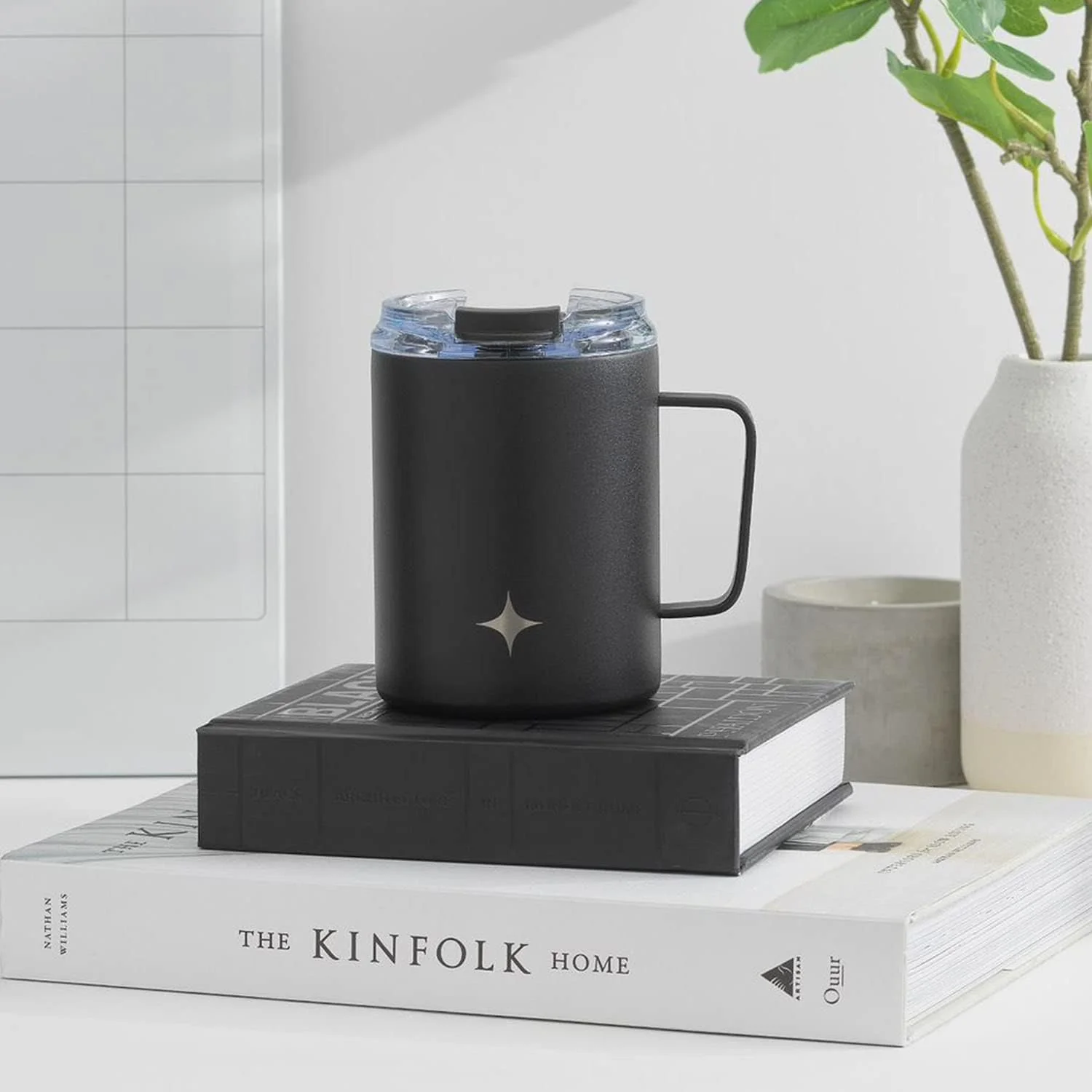 12oz Coffee Mug with Handle - Black - Image 2