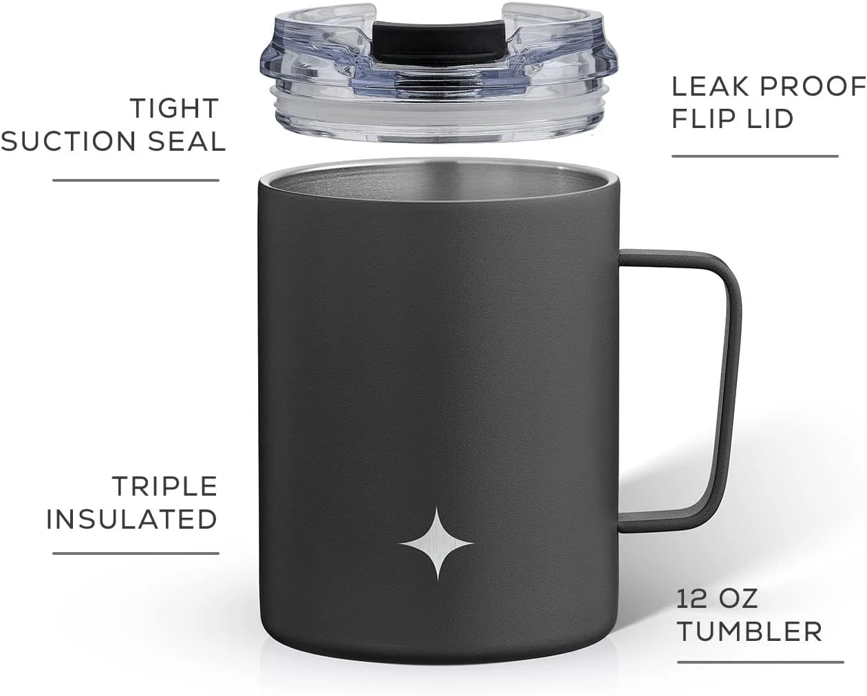 12oz Coffee Mug with Handle - Black - Image 4