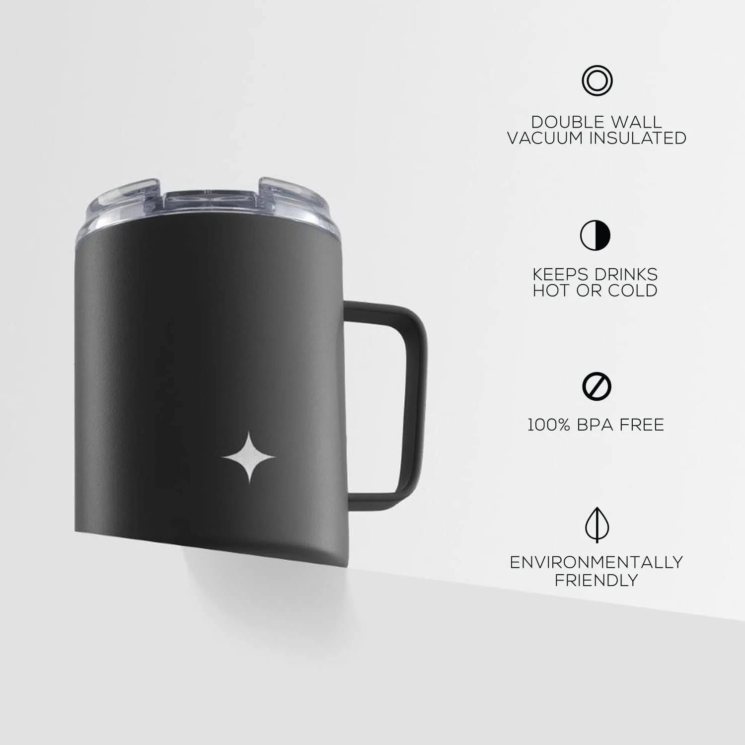 12oz Coffee Mug with Handle - Black - Image 5