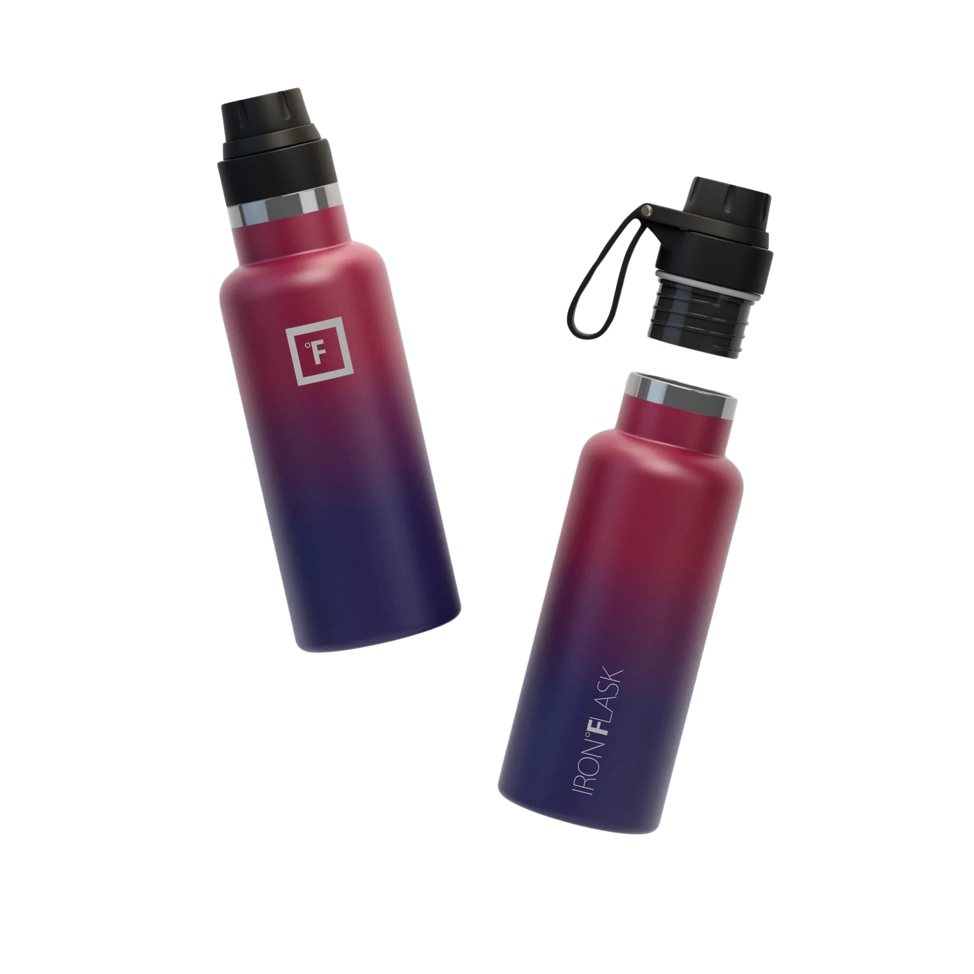 16 oz Narrow Mouth Bottle with Spout Lid - Dark Rainbow - Image 2