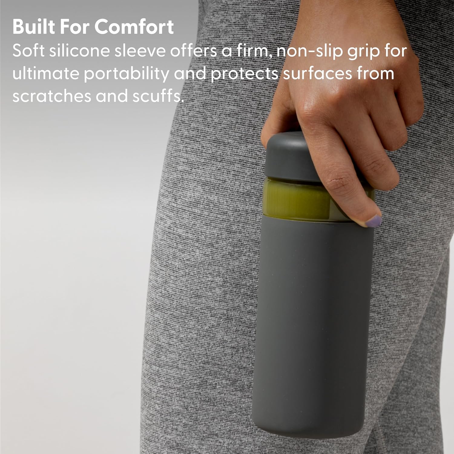16oz Glass Wide Mouth Water Bottle - Charcoal - Image 4