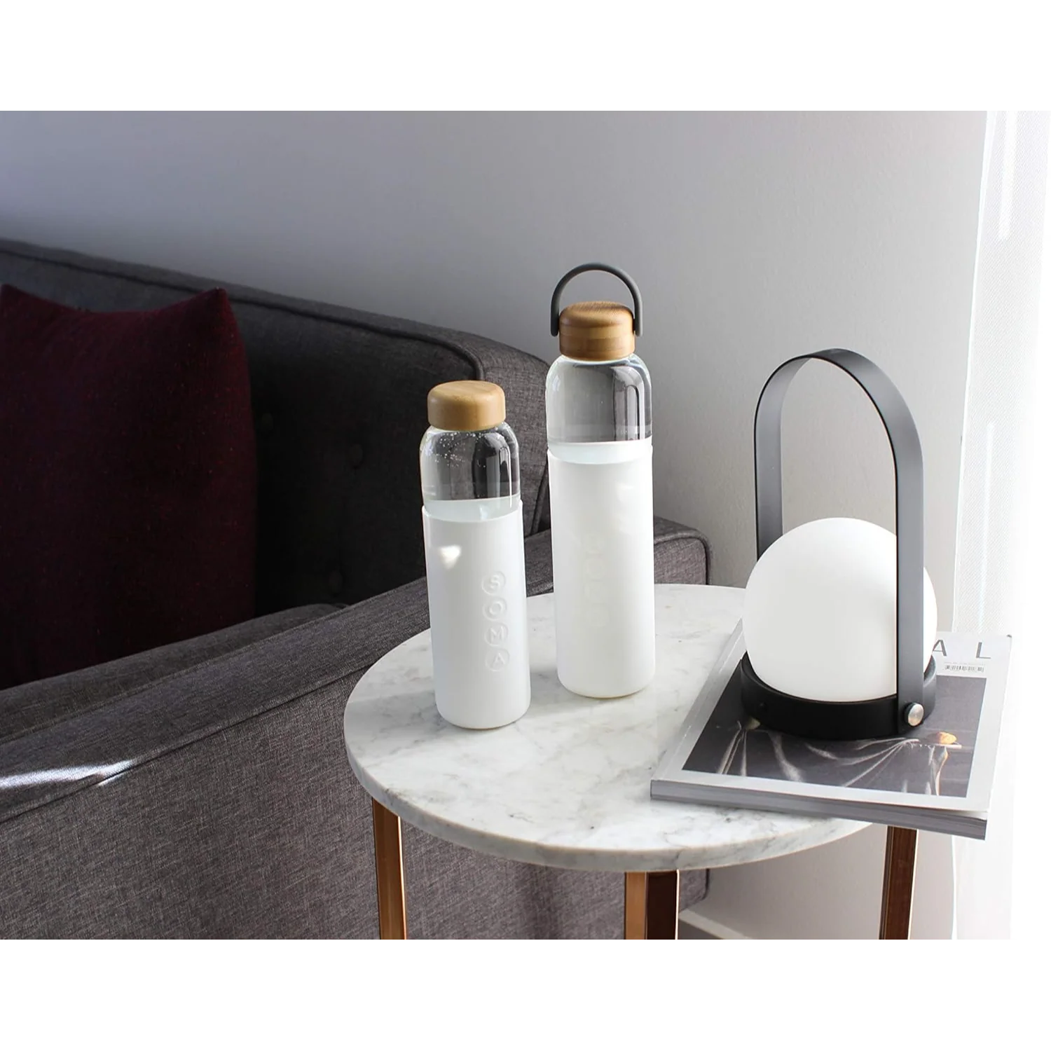 17oz Glass Water Bottle - White - Image 3