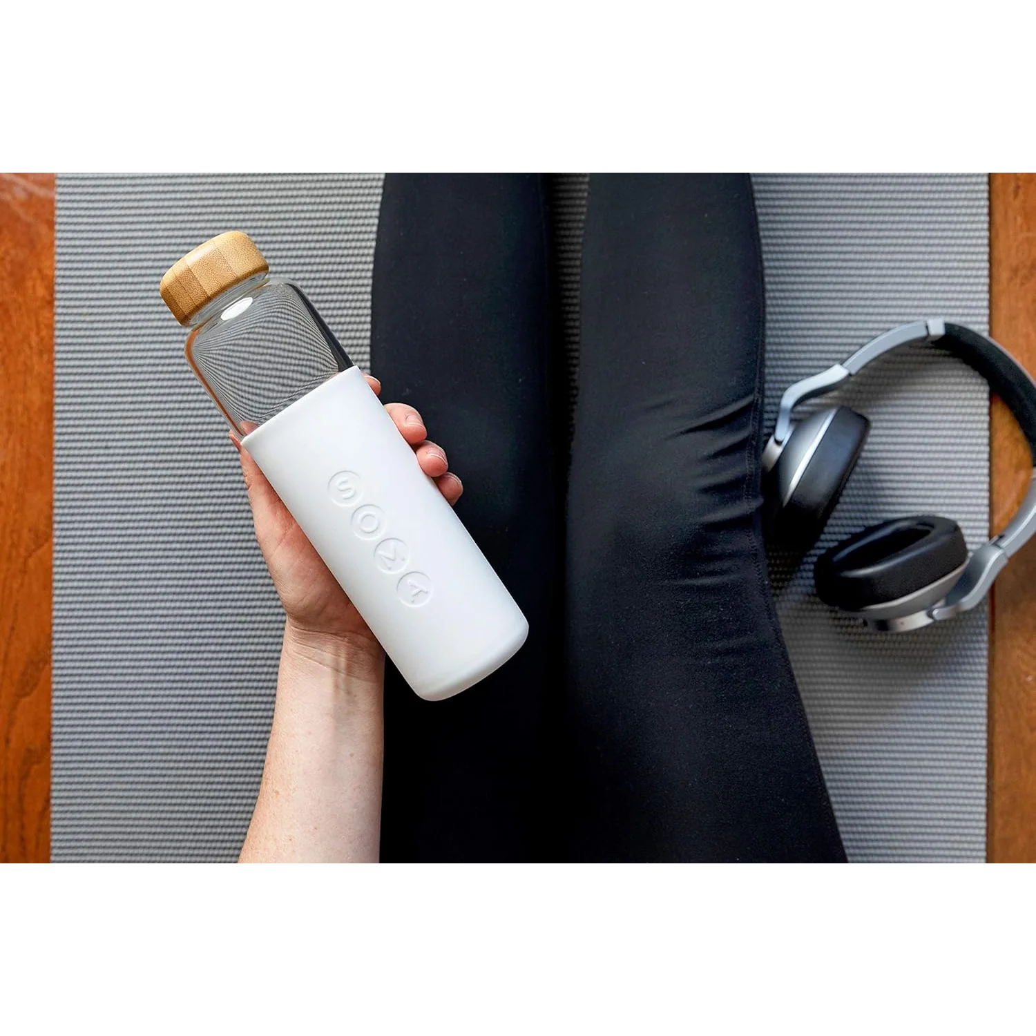 17oz Glass Water Bottle - White - Image 4