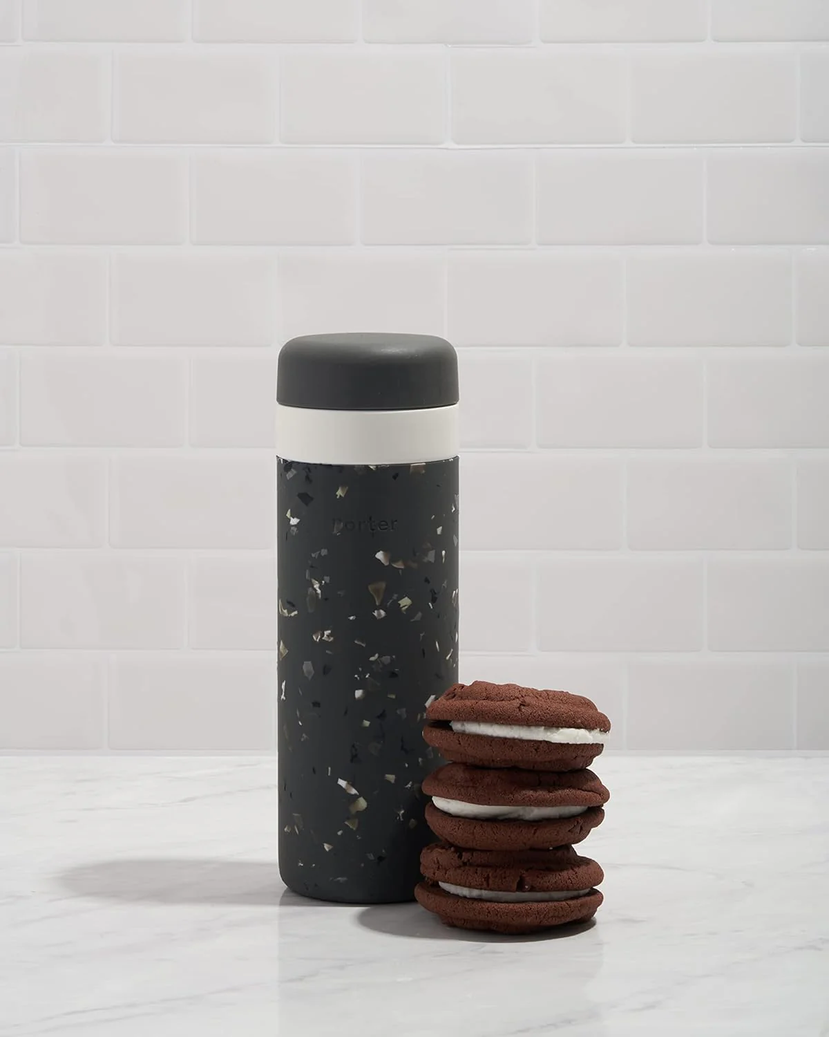 20oz Insulated Ceramic Bottle - Terrazzo Charcoal - Image 3
