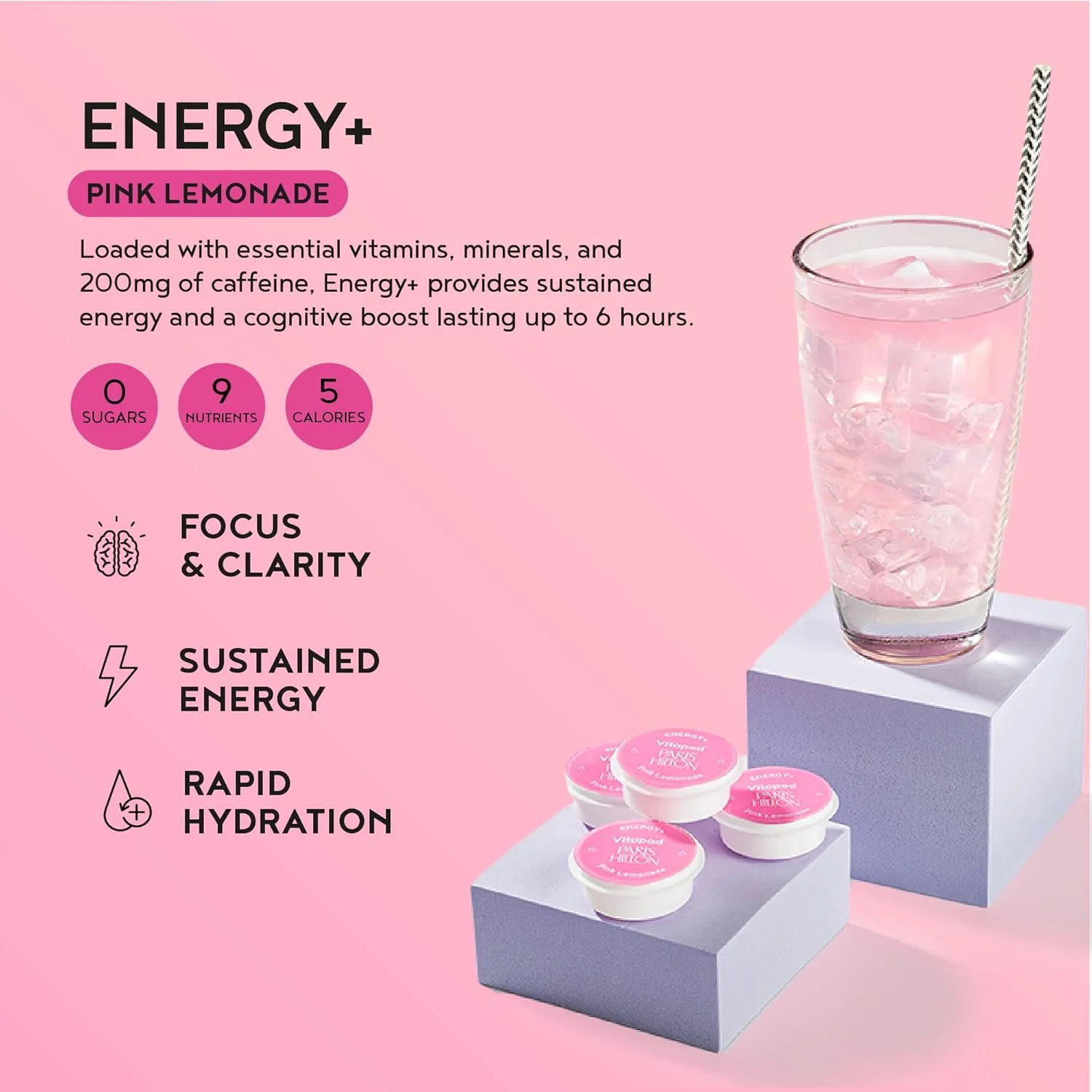 22oz Hydration Bottle With Straw + Vitapods (6 CT) - Pink - Image 4