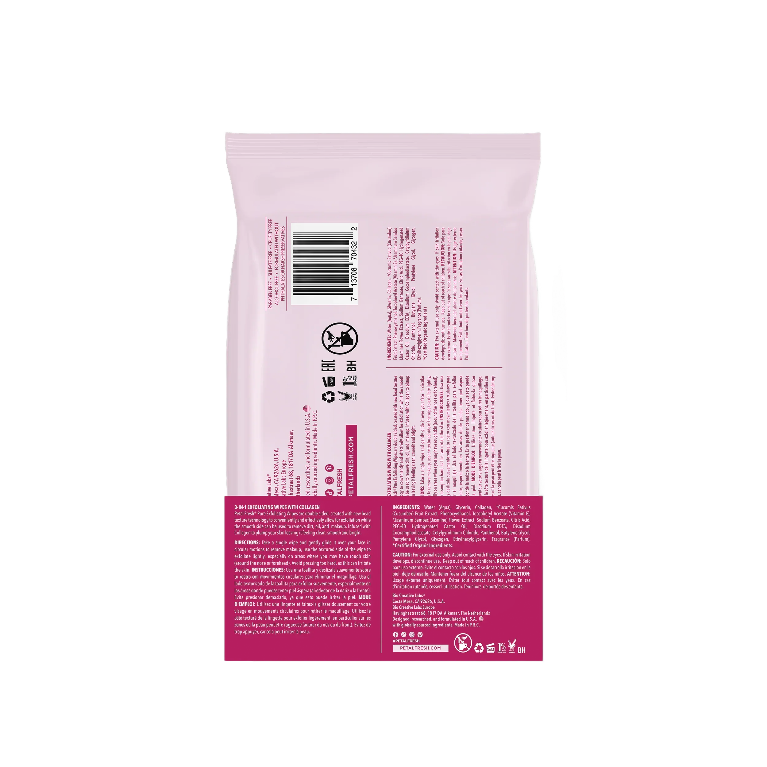 3-In-1 Skin Plumping Collagen Exfoliating Wipes (4 Pack) - Image 6