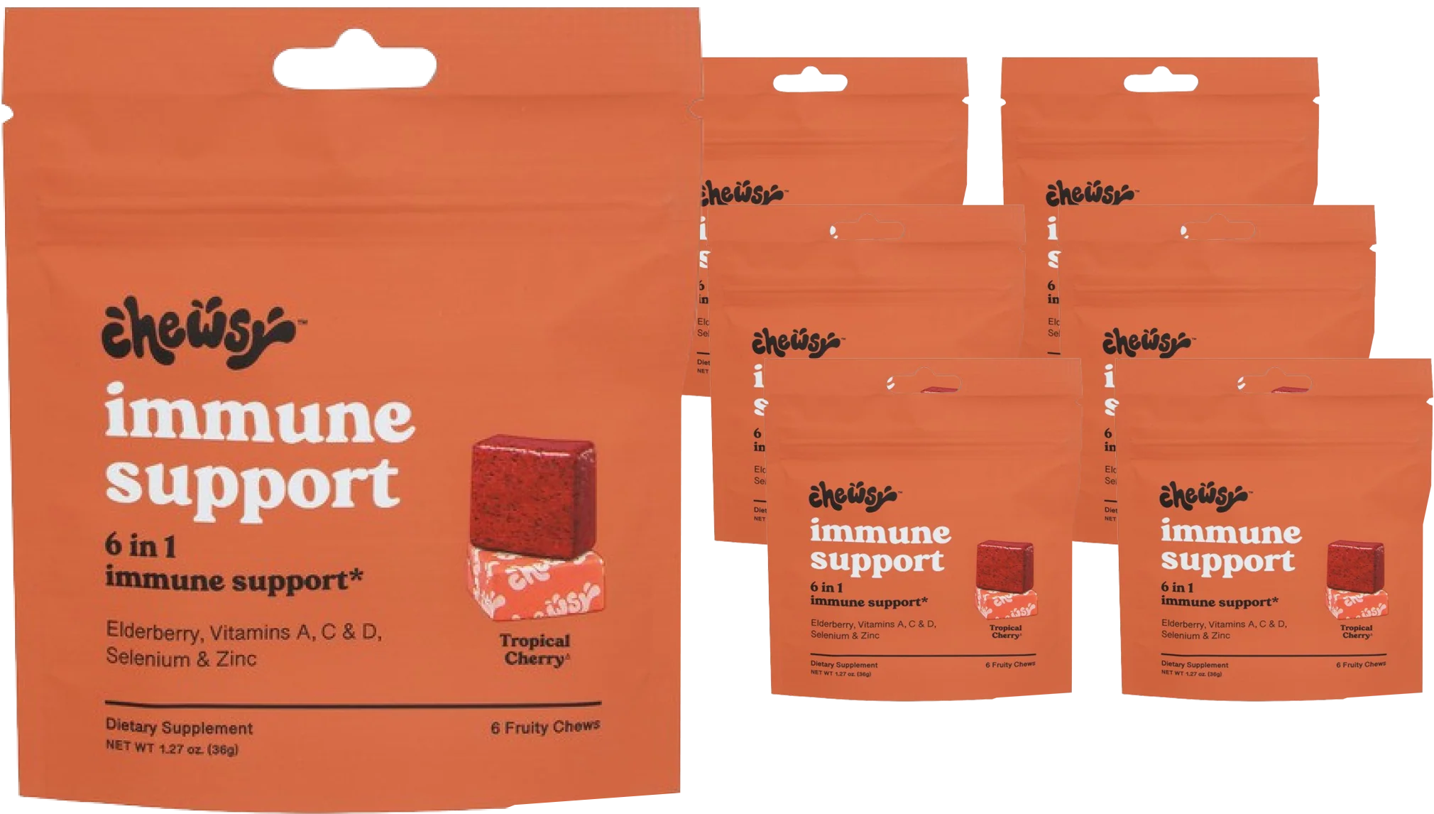 Cherry 6-in-1 Immune Support Fruity Chews (6 Pack)