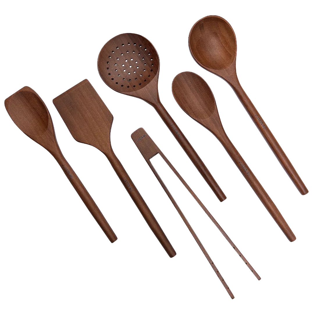6-Piece Stained Bamboo Utensil Set Utensil Set