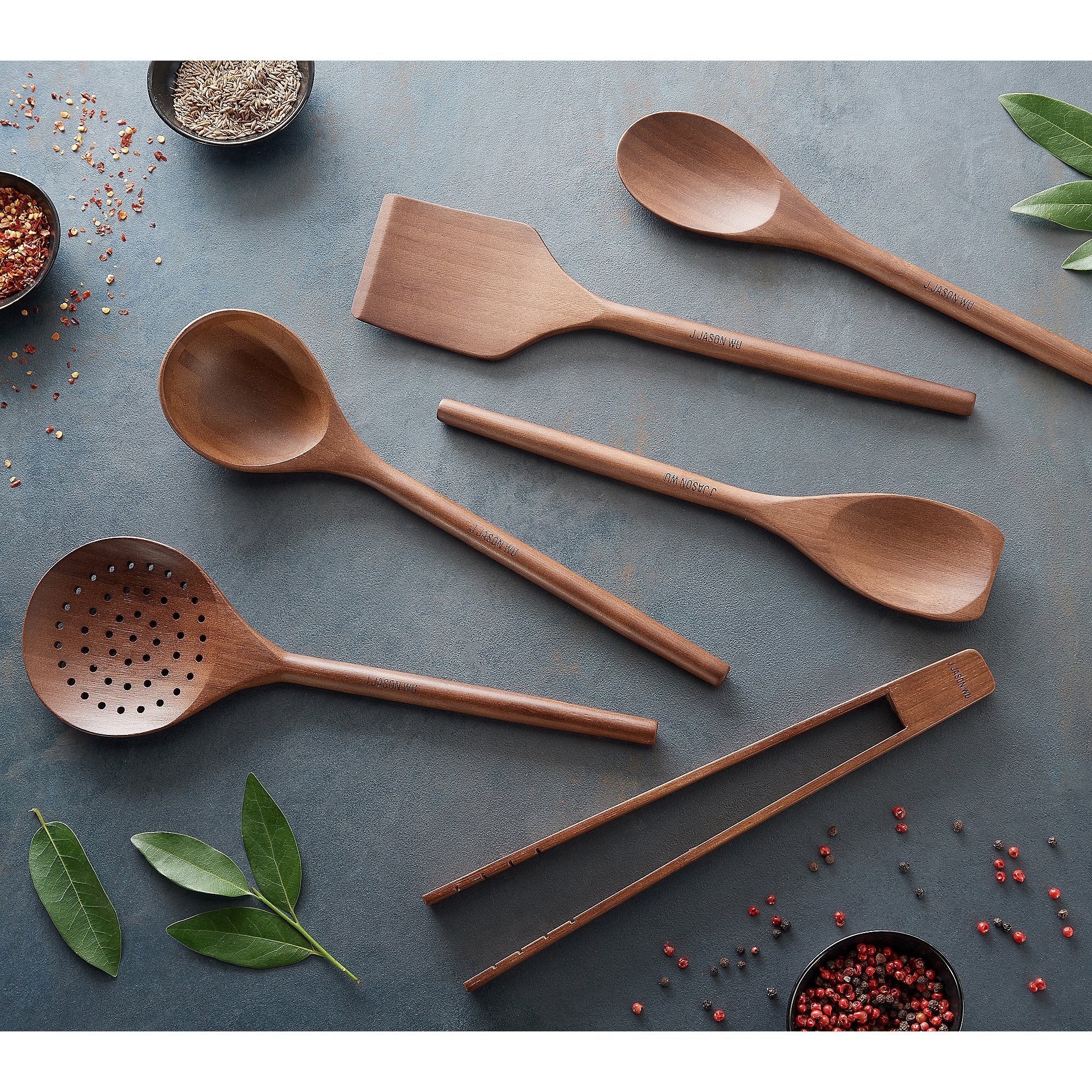 6-Piece Stained Bamboo Utensil Set Utensil Set - Image 2
