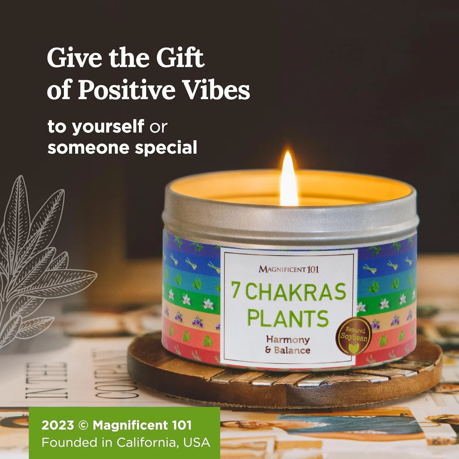 7 Chakras Plants - Natural Soy Wax Tin Candle - Image 4