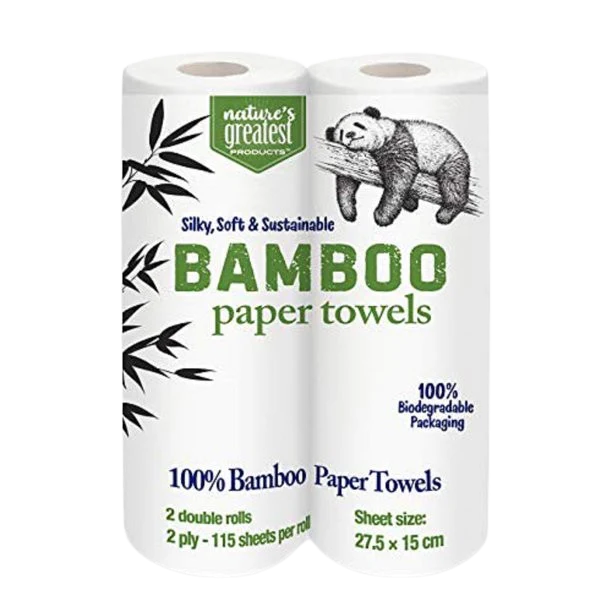 100% Bamboo Paper Towels 115 Sheets 2 Ply