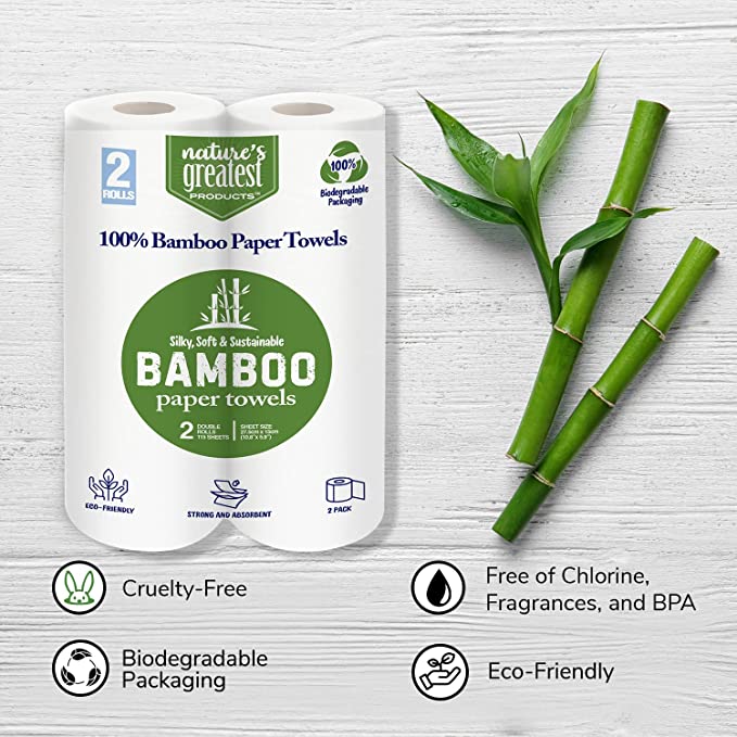 100% Bamboo Paper Towels 115 Sheets 2 Ply - Image 2