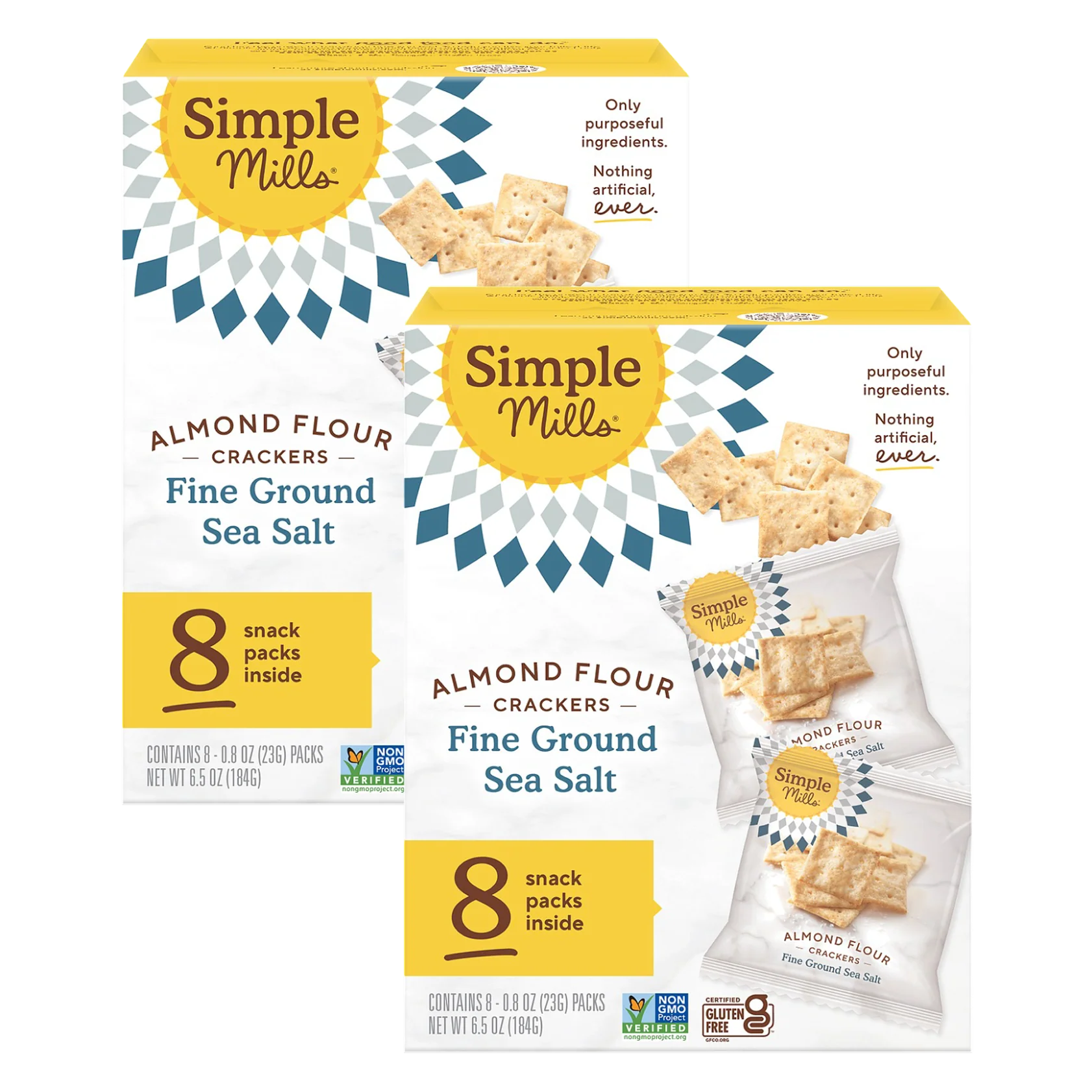 Almond Flour Crackers - Fine Ground Sea Salt Snack Pack (8 CT) (2 Pack)