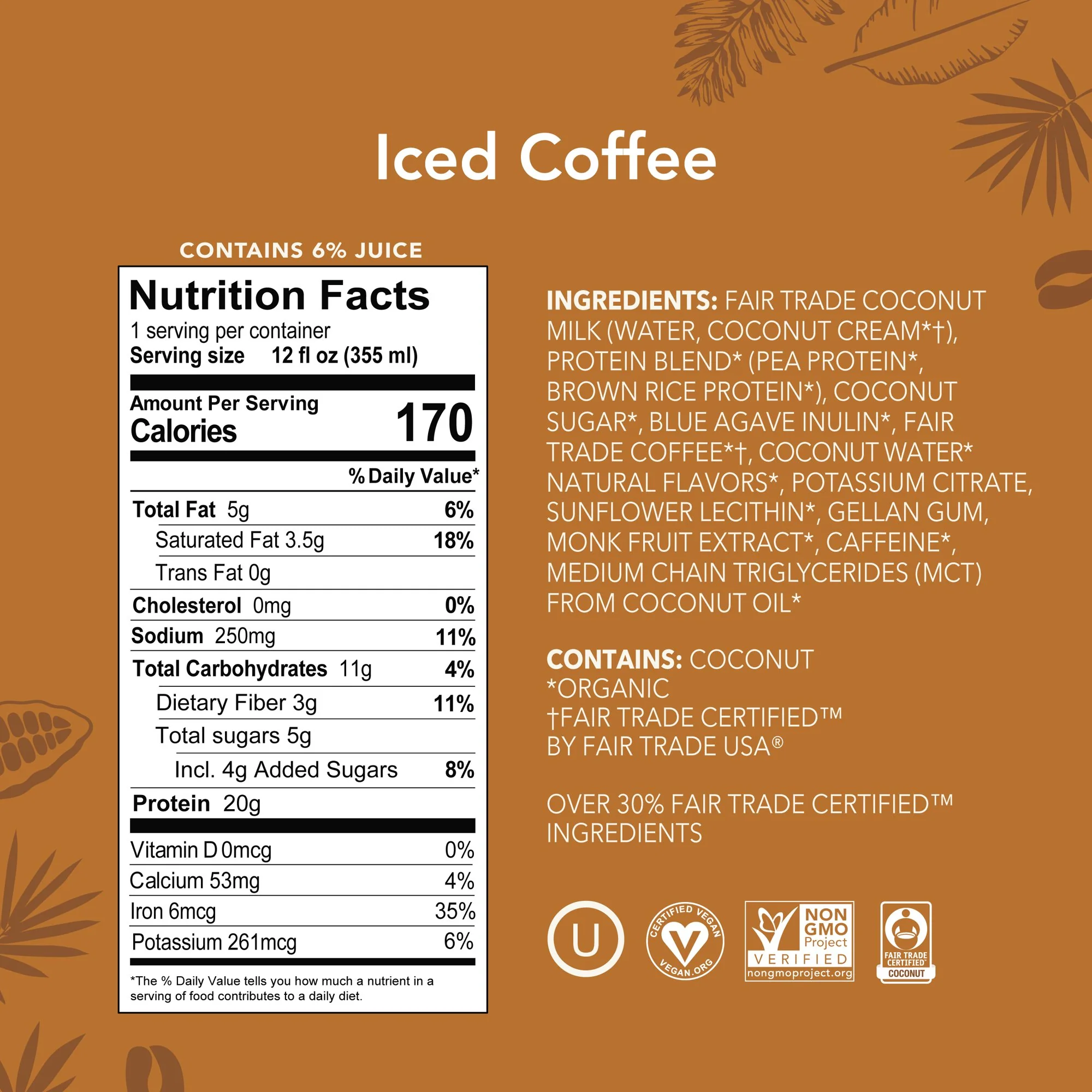 Plant Based Protein Iced Coffee (12 Pack) - Image 3