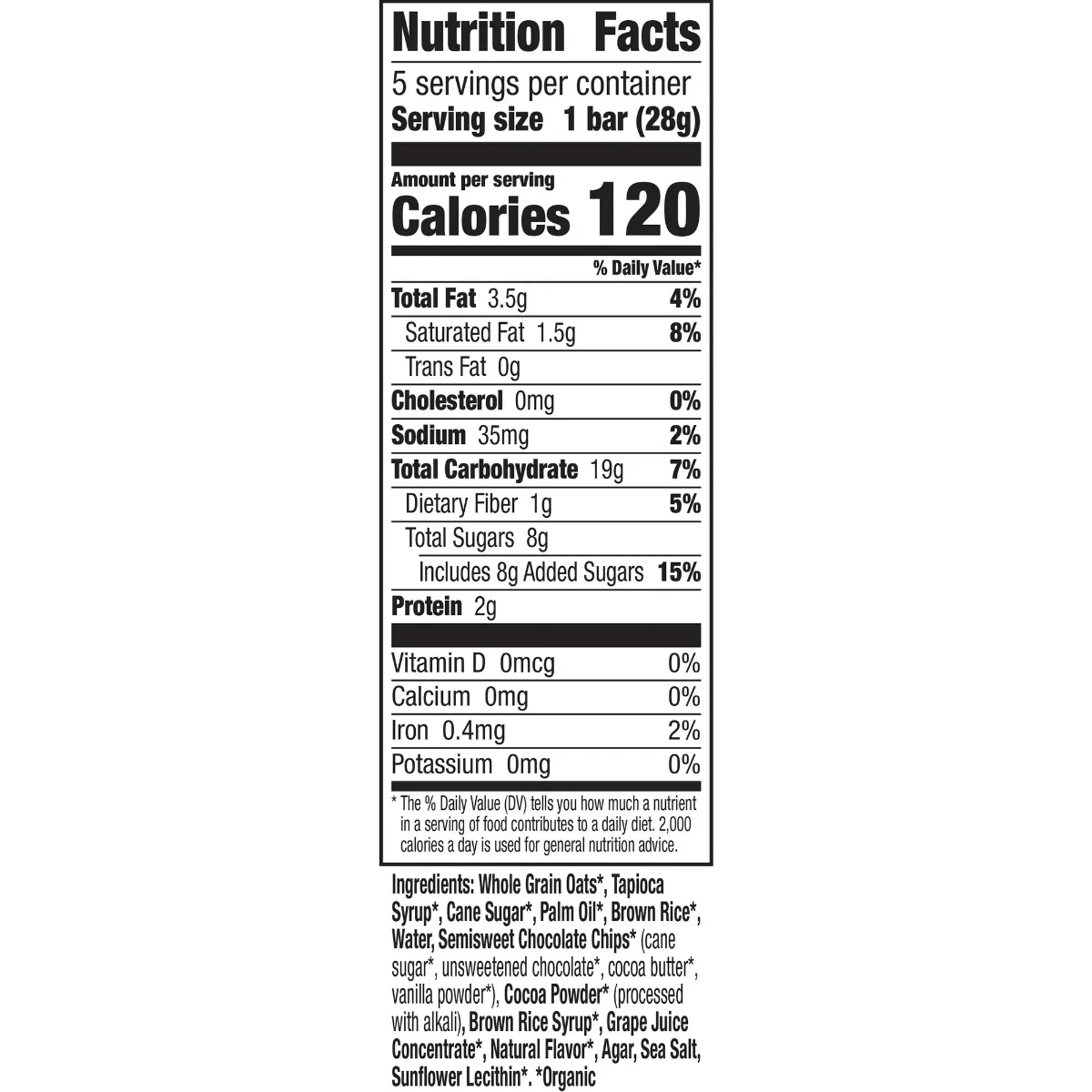 Gluten Free Double Chocolate Chip Granola Bars (5 CT) - Image 4