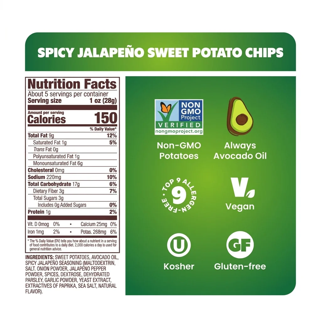 Avocado Oil Spicy Jalapeno Sweet Potato Chips - Image 3