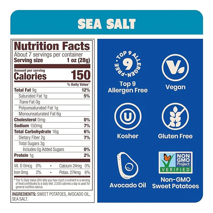 Avocado Oil Sweet Potato Chips - Sea Salt - Image 3