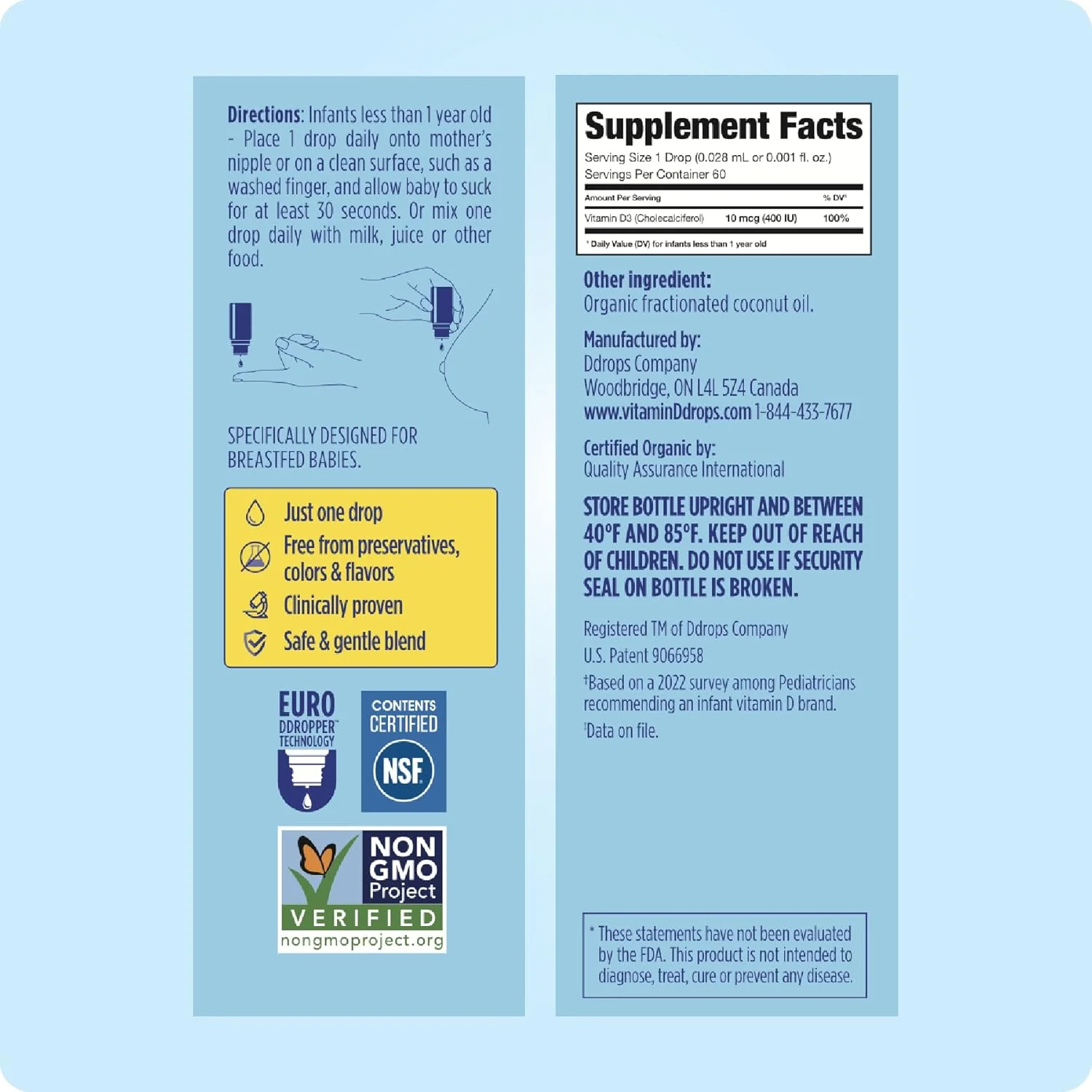 Baby Liquid Vitamin D Supplement 400 IU (60 Drops) - Image 2