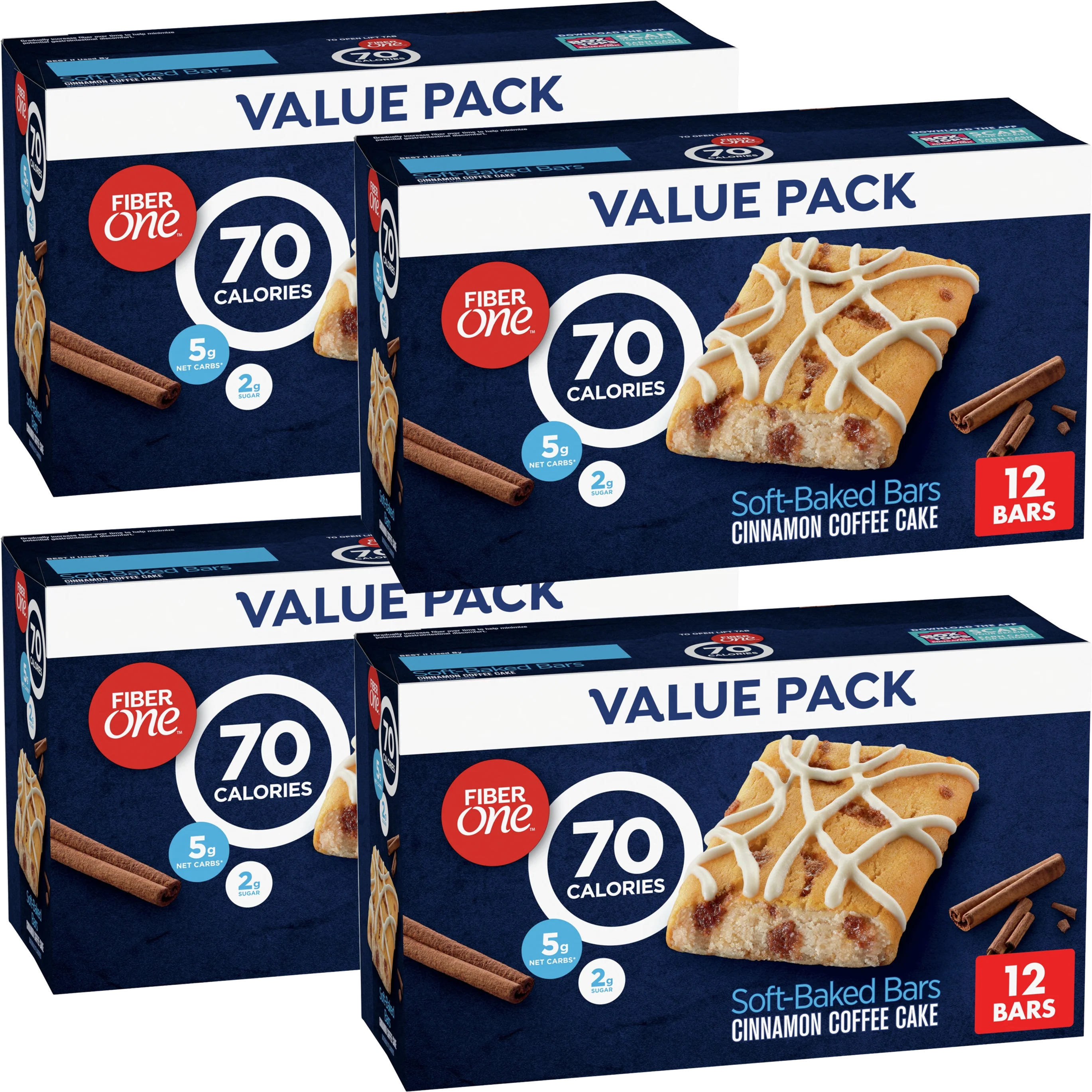 Baked Bars Cinnamon Coffee Cake (4 Pack of 12 CT)