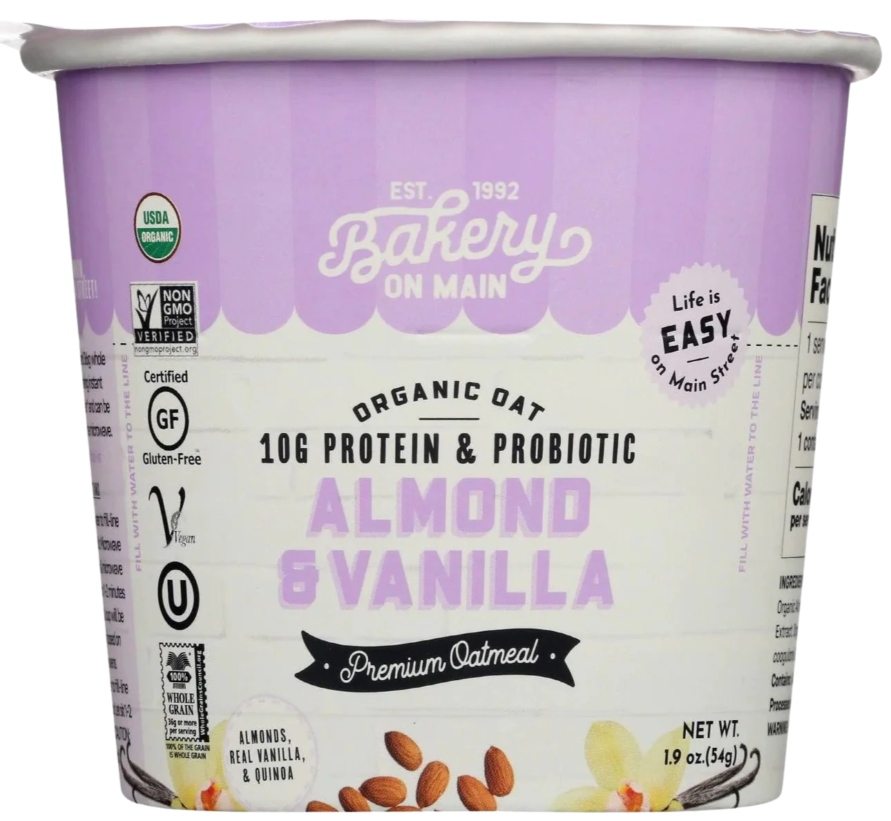 Organic Almond Vanilla Oatmeal Cup