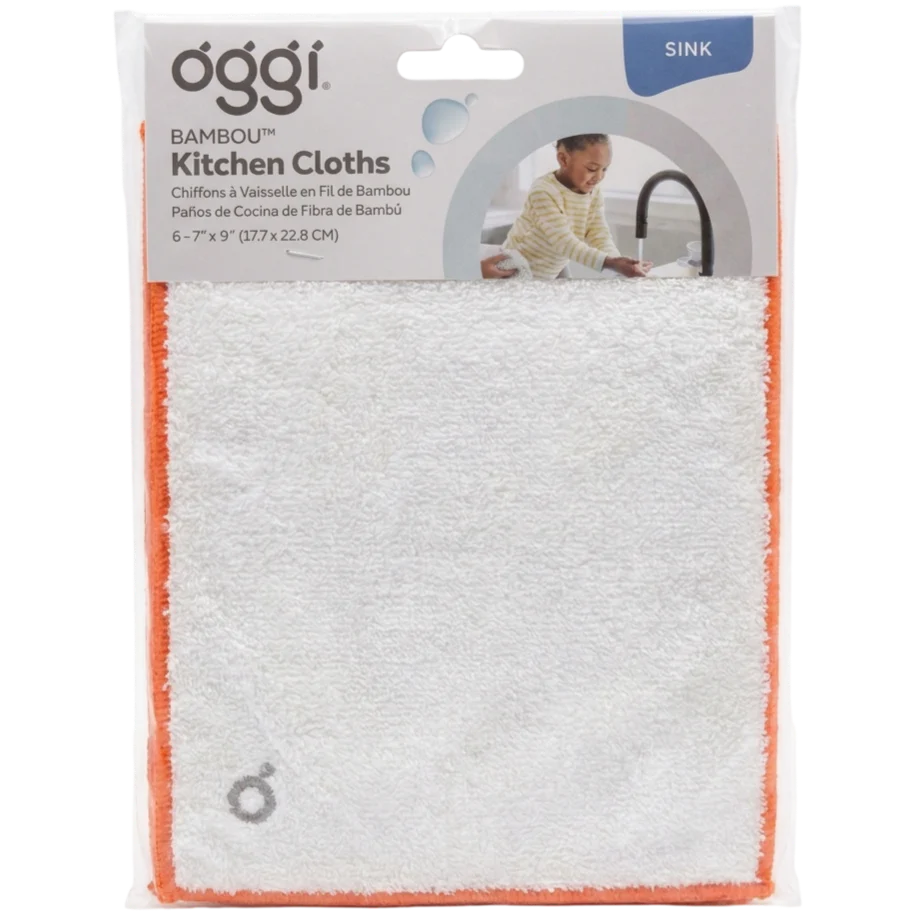 Bamboo Kitchen Cloths - White/Orange (6 CT)