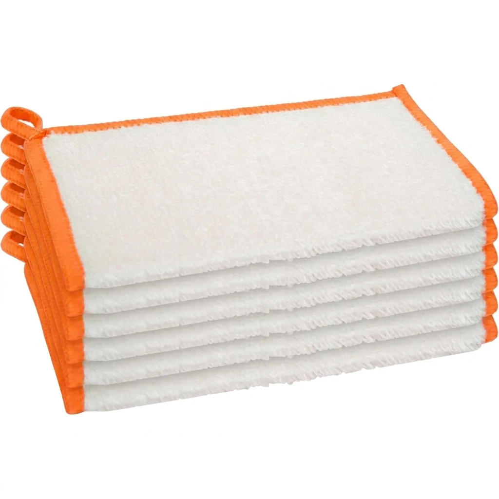 Bamboo Kitchen Cloths - White/Orange (6 CT) - Image 2