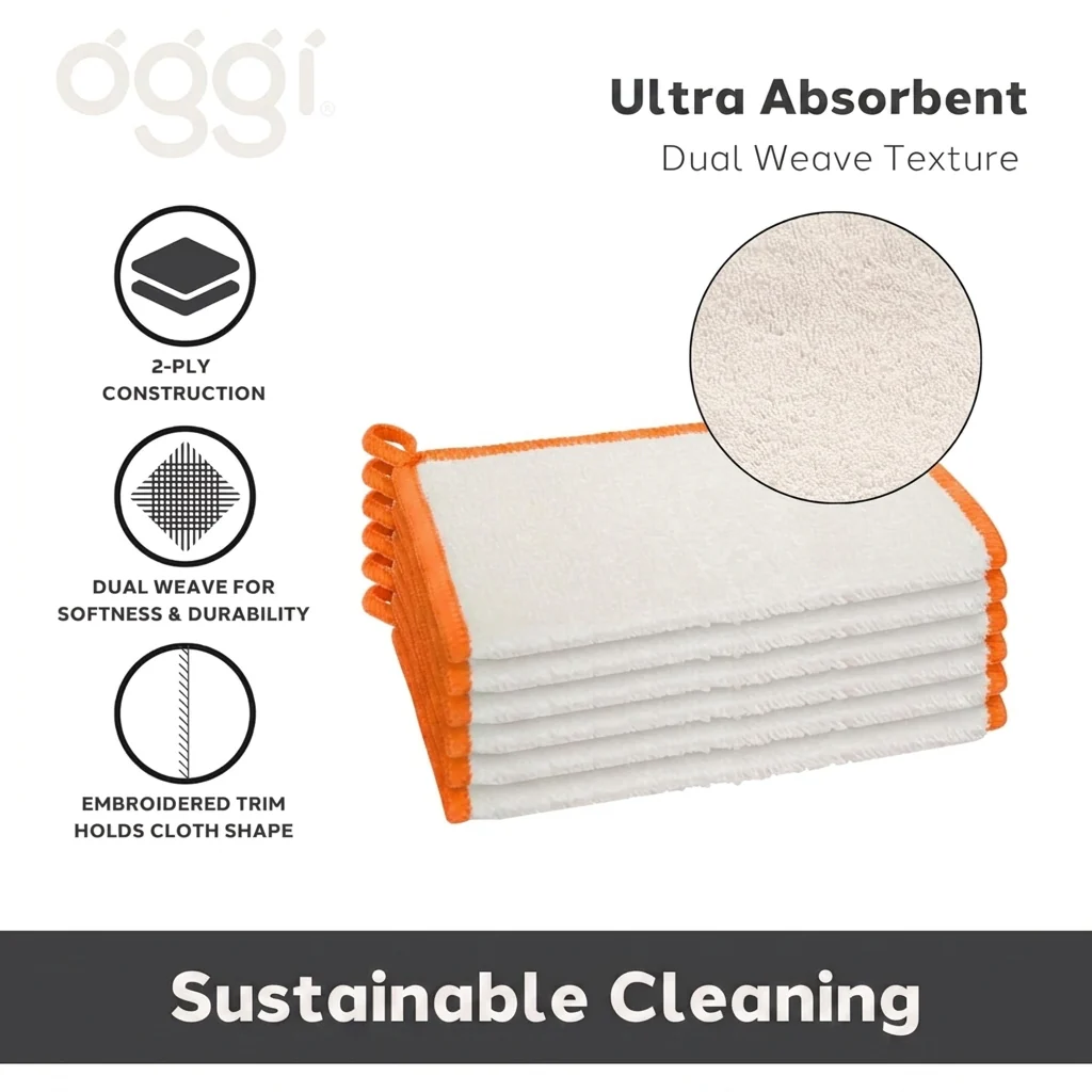 Bamboo Kitchen Cloths - White/Orange (6 CT) - Image 3