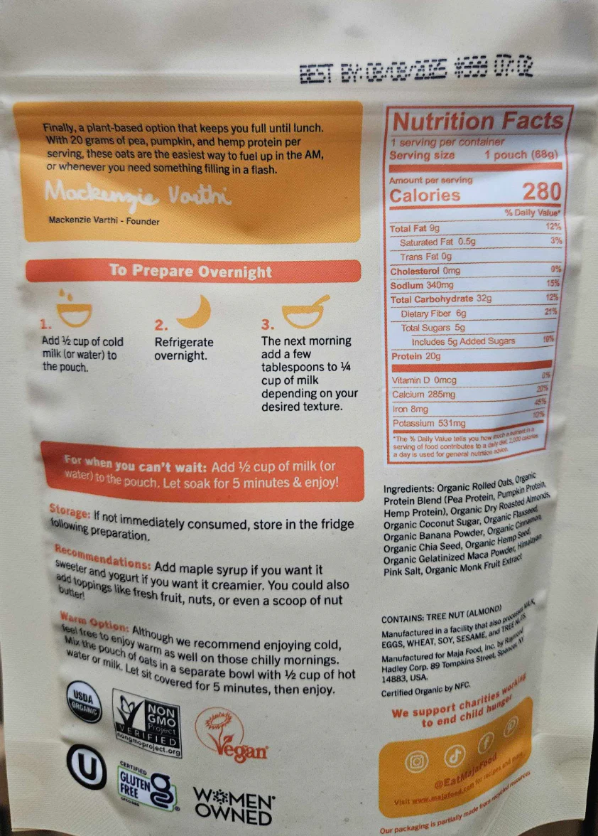 Organic Banana Bread Overnight Oats Single Serve - Image 4