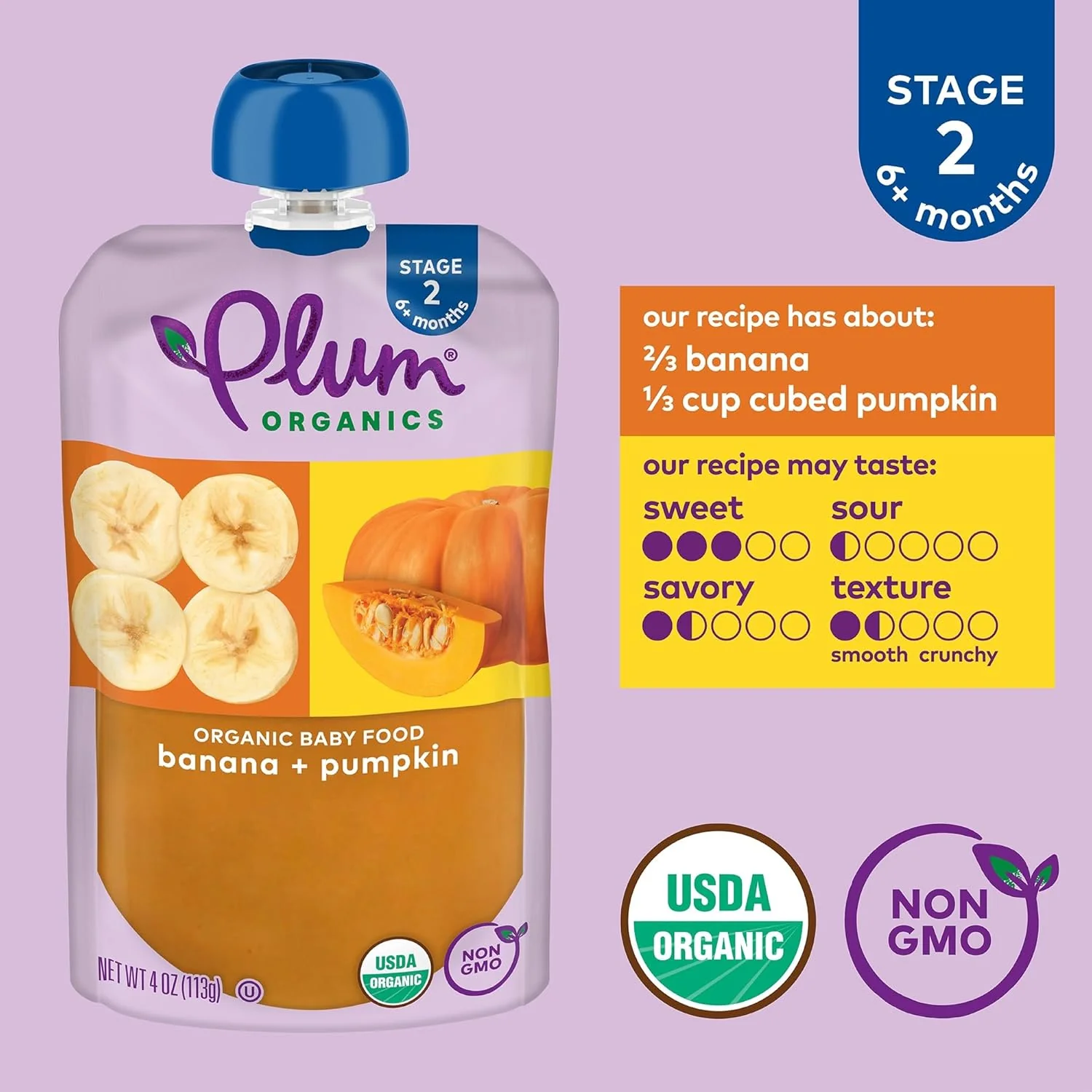 Banana & Pumpkin - Stage 2 Baby Food (12 Pack) - Image 2