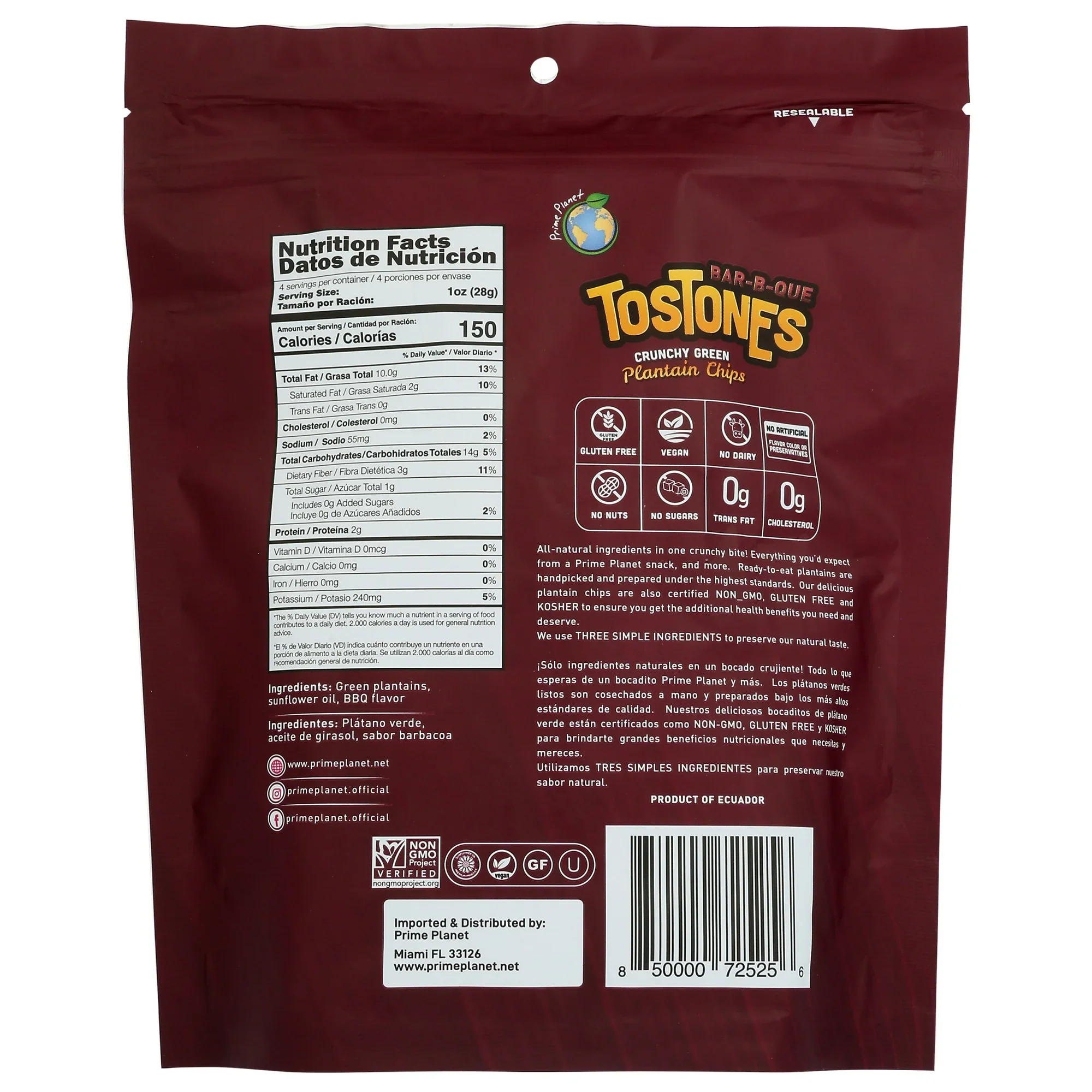Bar B-Que Tostones Crunchy Green Plantain Chips (8 Pack) - Image 3