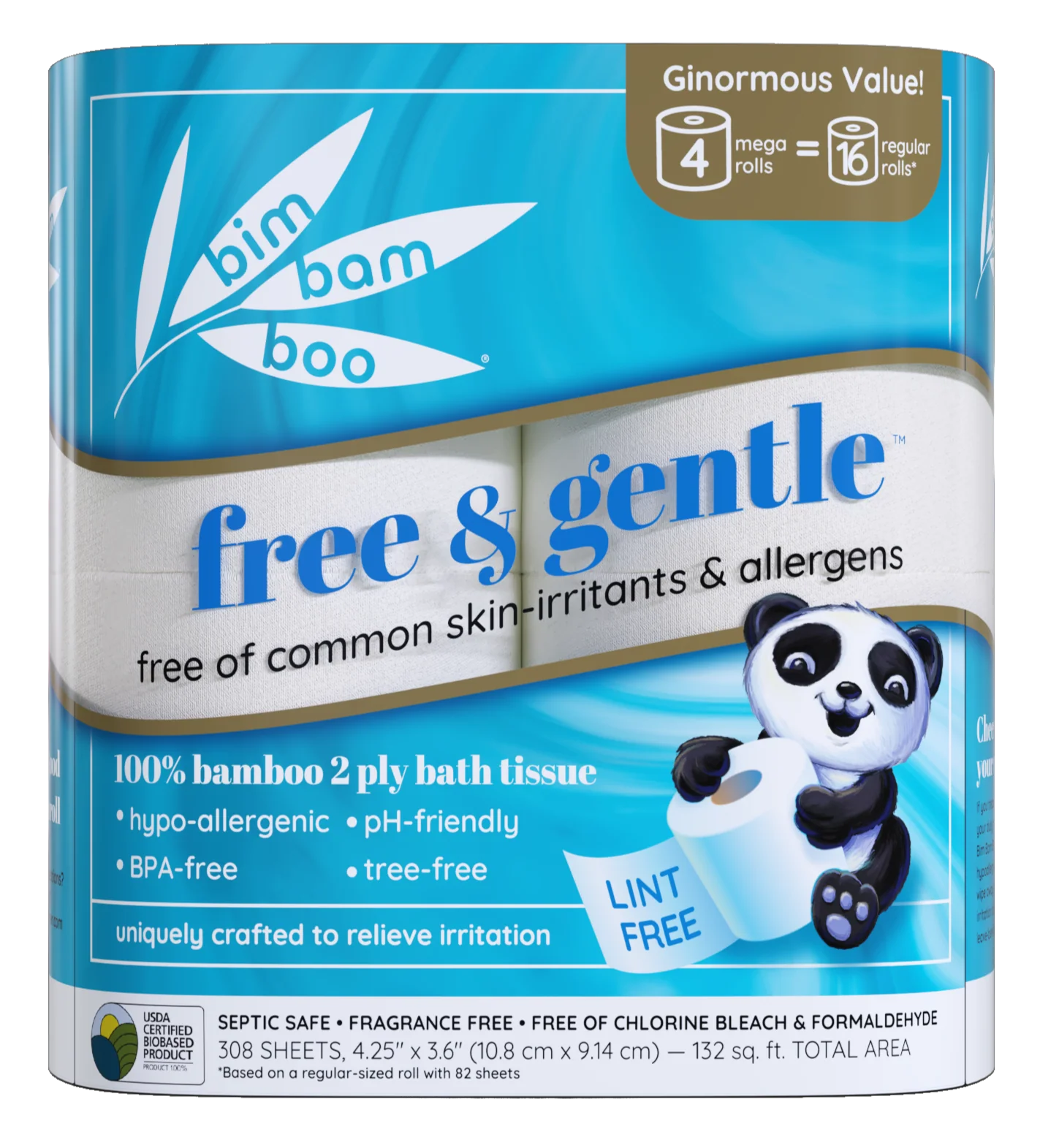Bamboo Toilet Paper 4 Mega Rolls