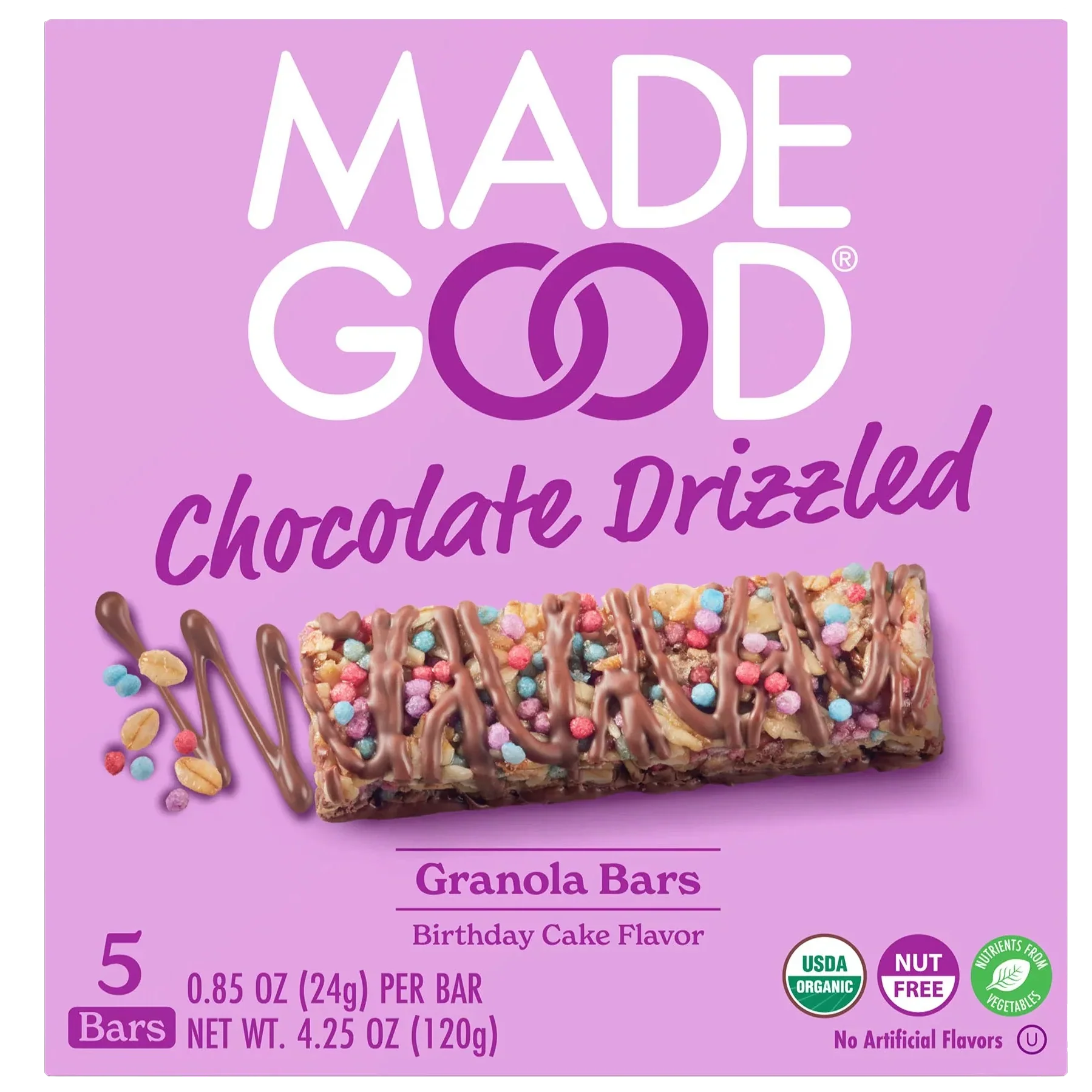 Birthday Cake Chocolate Drizzled Granola Bars