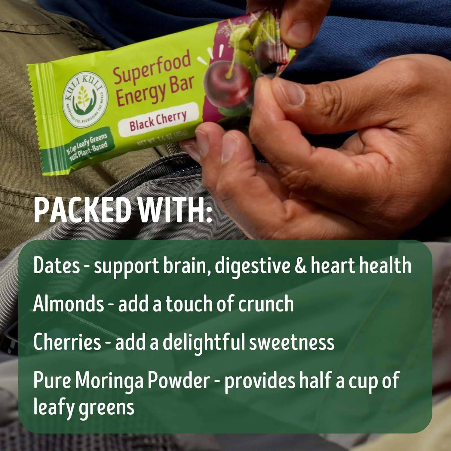 Black Cherry Moringa Superfood Energy Bar (12 CT) - Image 4