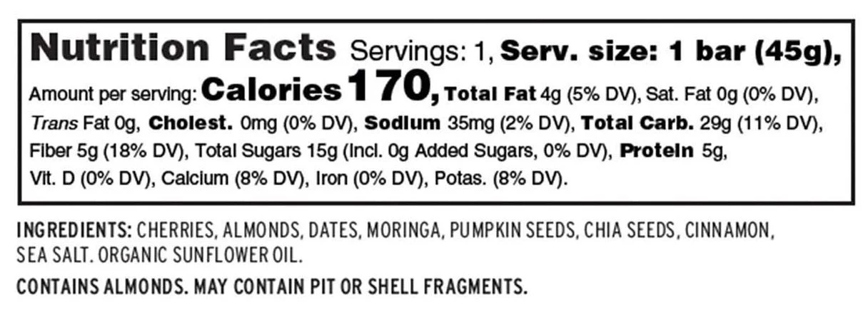Black Cherry Moringa Superfood Energy Bar (12 CT) - Image 5