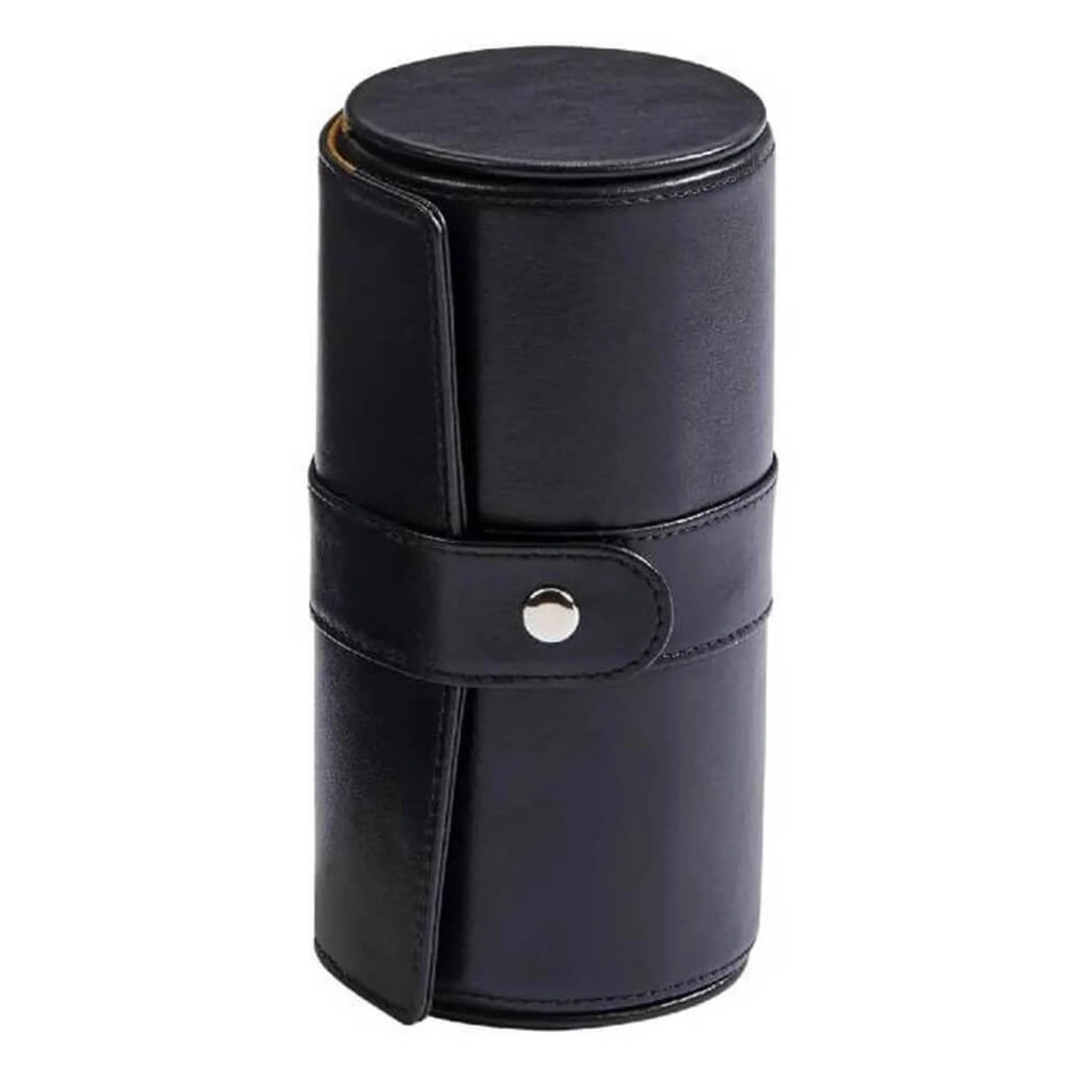 Black Leather Round Jewelry Case - Image 2