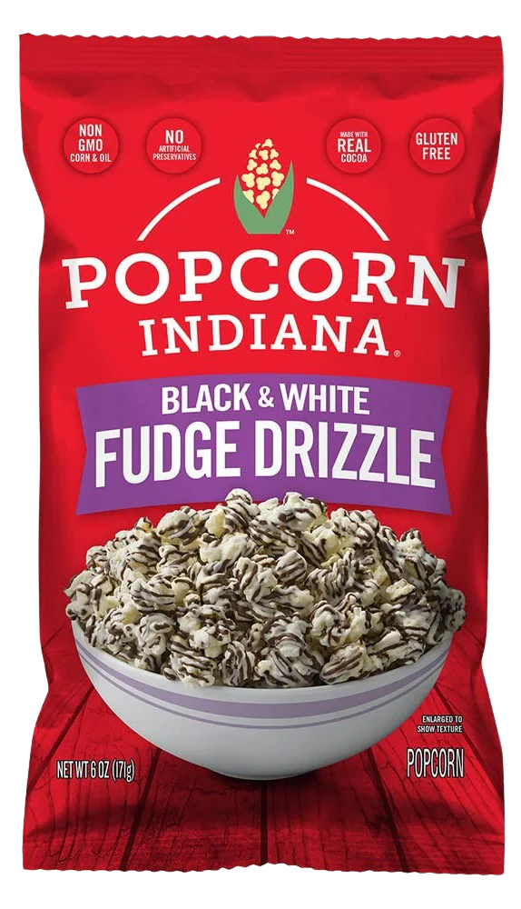 Black & White Fudge Drizzle Popcorn