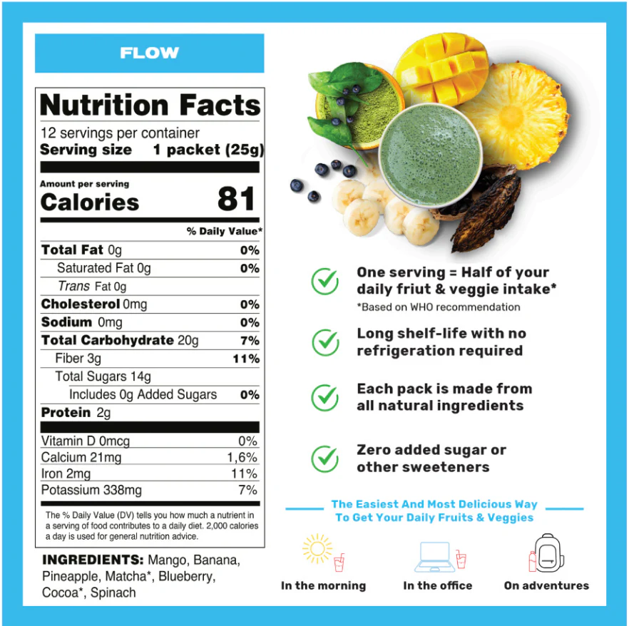 Blender-Free Smoothie Powder Mix - Flow Veggie Superfoods (12 Pack) - Image 2