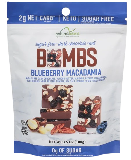 Sugar Free Blueberry Macadamia Bombs Dark Chocolate Nuts