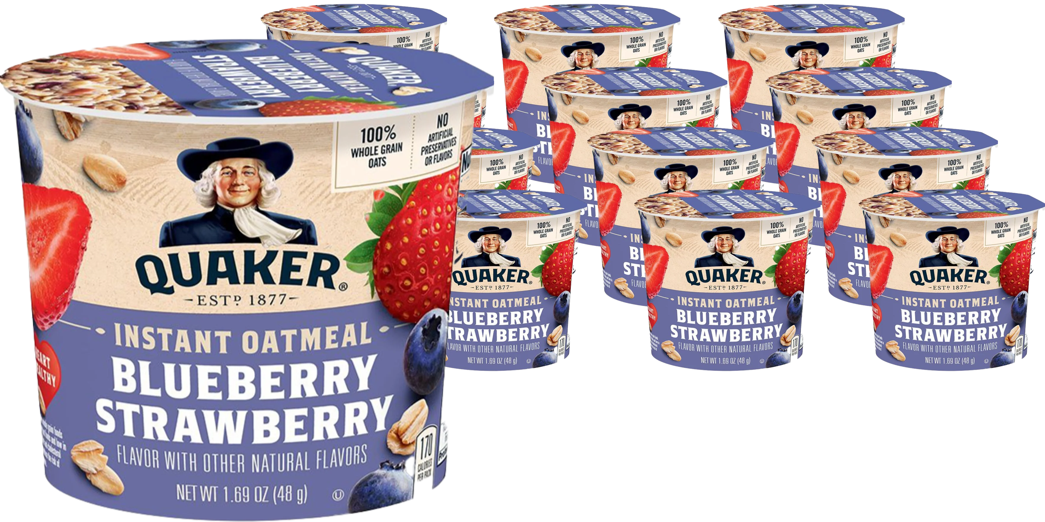 Blueberry Strawberry Instant Oatmeal Cups (12 Pack)