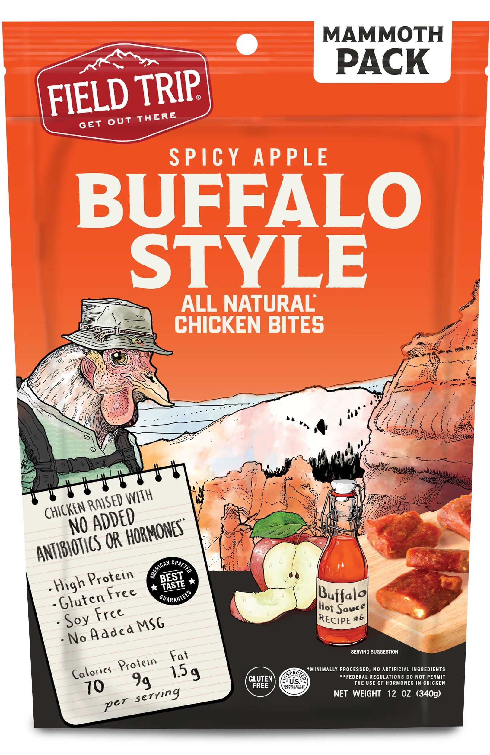 Buffalo Style Chicken Jerky Bites (Large Pack) - Low Carb, Healthy High Protein