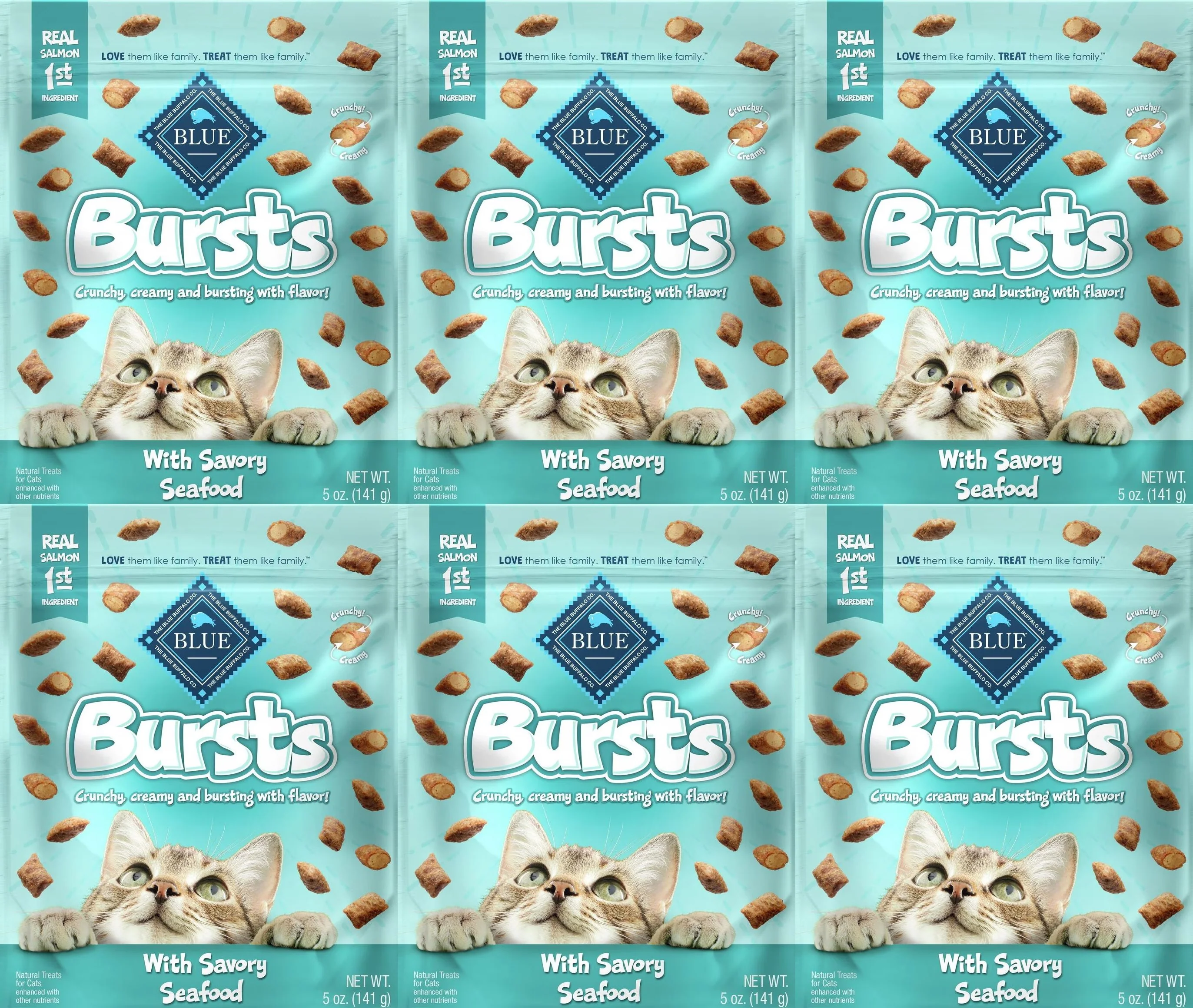 Bursts with Savory Seafood Cat Treats (6 Pack)