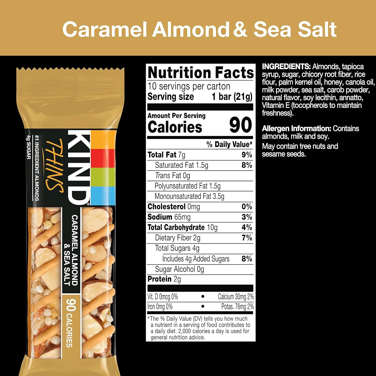 Caramel Almond & Sea Salt Thins Bar (10 CT) - Image 5
