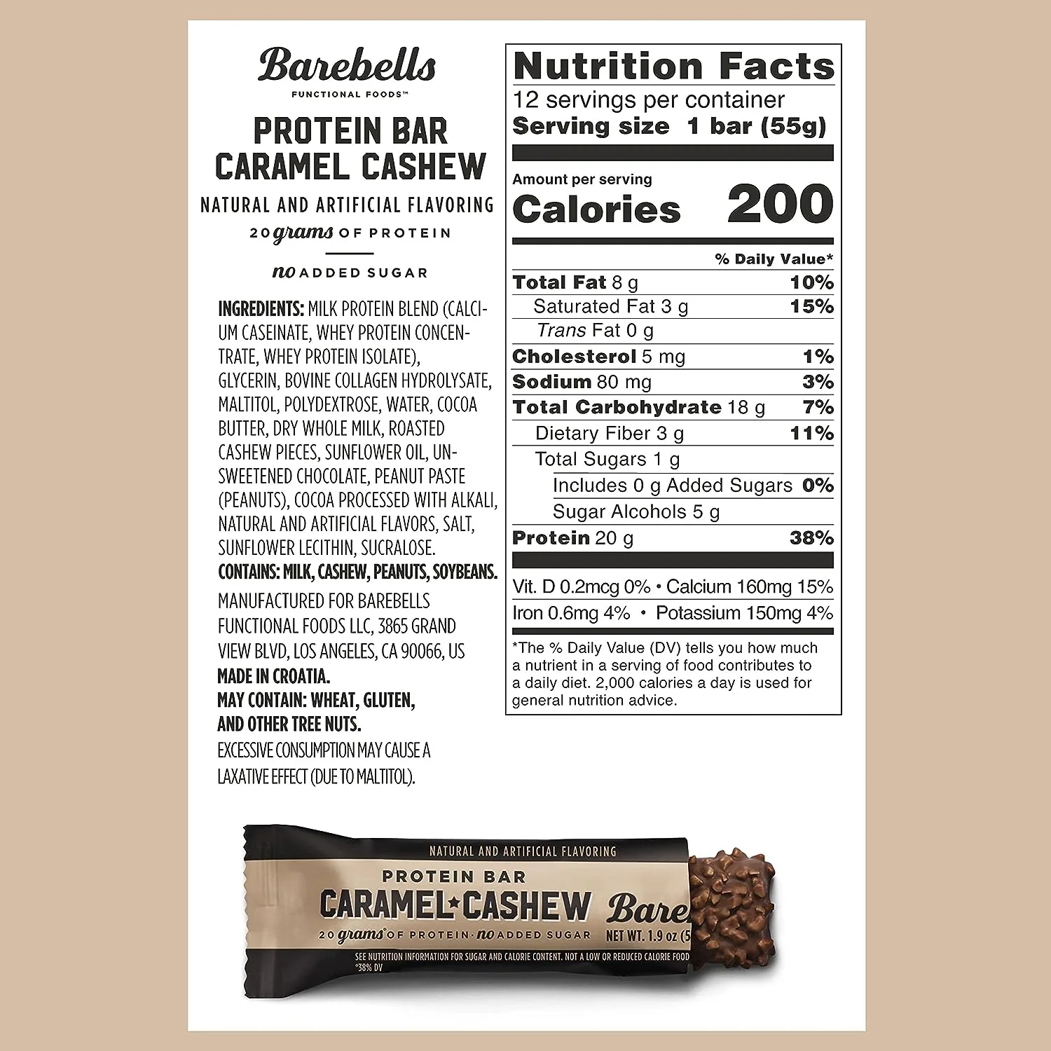 Caramel Cashew Protein Bar (12 CT) - Image 2