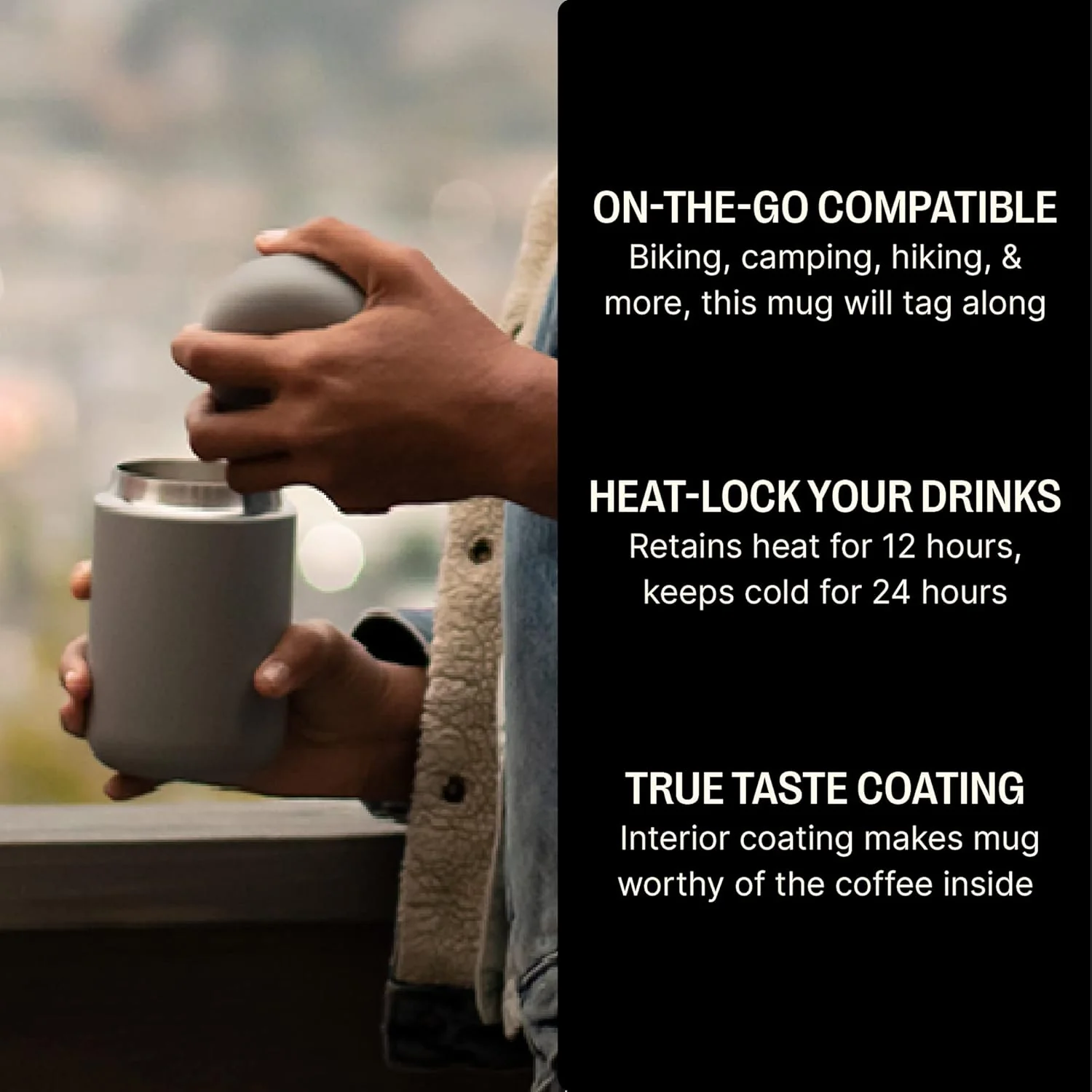 12oz Carter Wide Travel Mug - Grey - Image 4