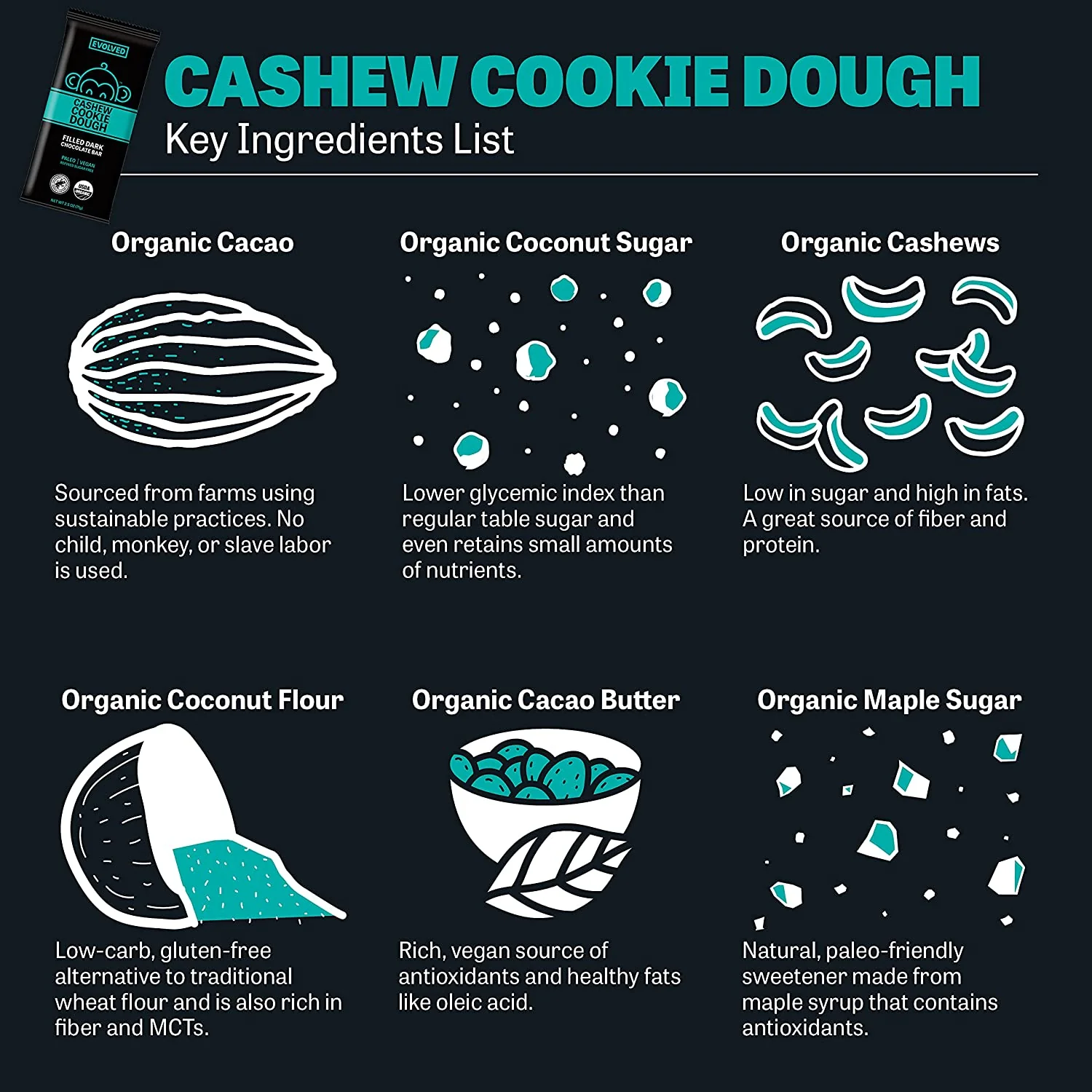 Cashew Cookie Dough Chocolate Bar - Image 4
