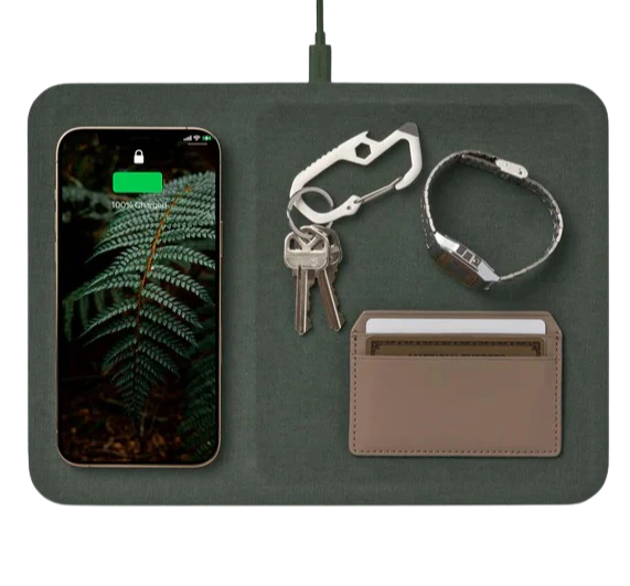 CATCH 3: Single-Device Linen Charging Tray - Forest Green - Image 4
