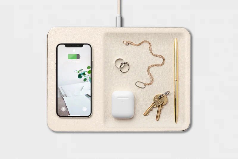 CATCH 3 Single-Device Charging Tray Leather - Bone - Image 2