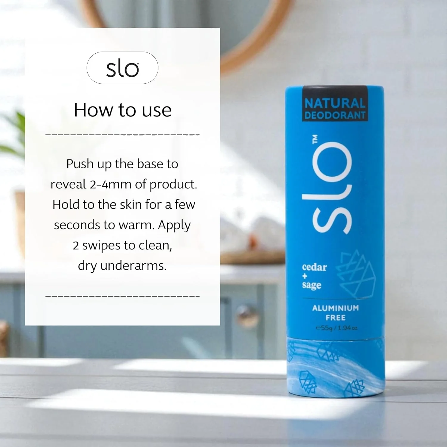 Slo Natural Beauty Deodorant Stick Cedar + Sage 55g - Image 6